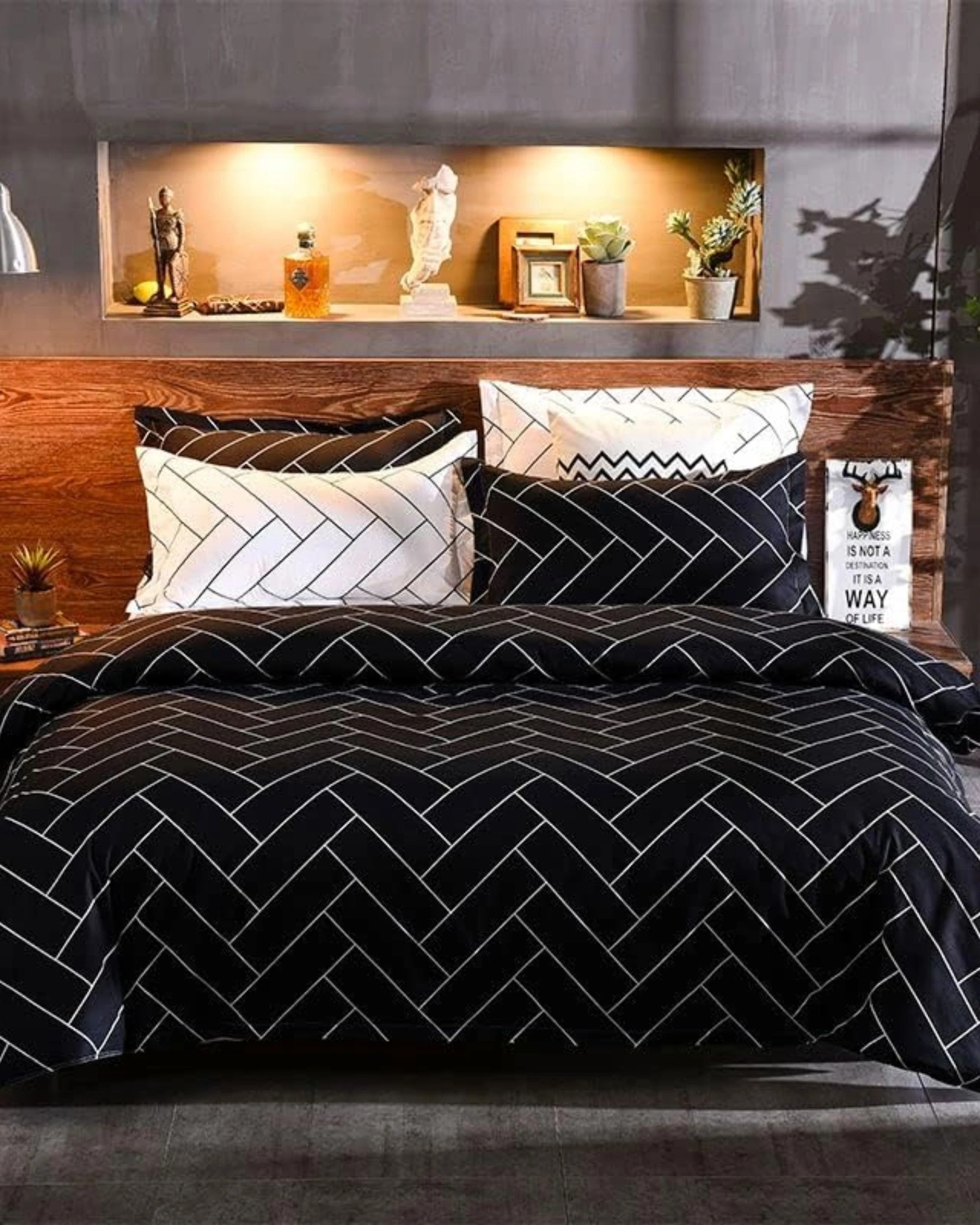 1 CleverPolly Printed Microfibre Reversible Quilt Cover Set - Glen - King Bed, 1 of 6