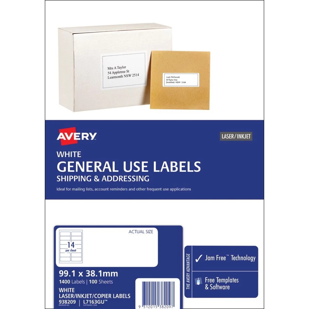 2 Avery 14UP Inkjet Laser General Use Labels White 100 Sheets, 2 of 4