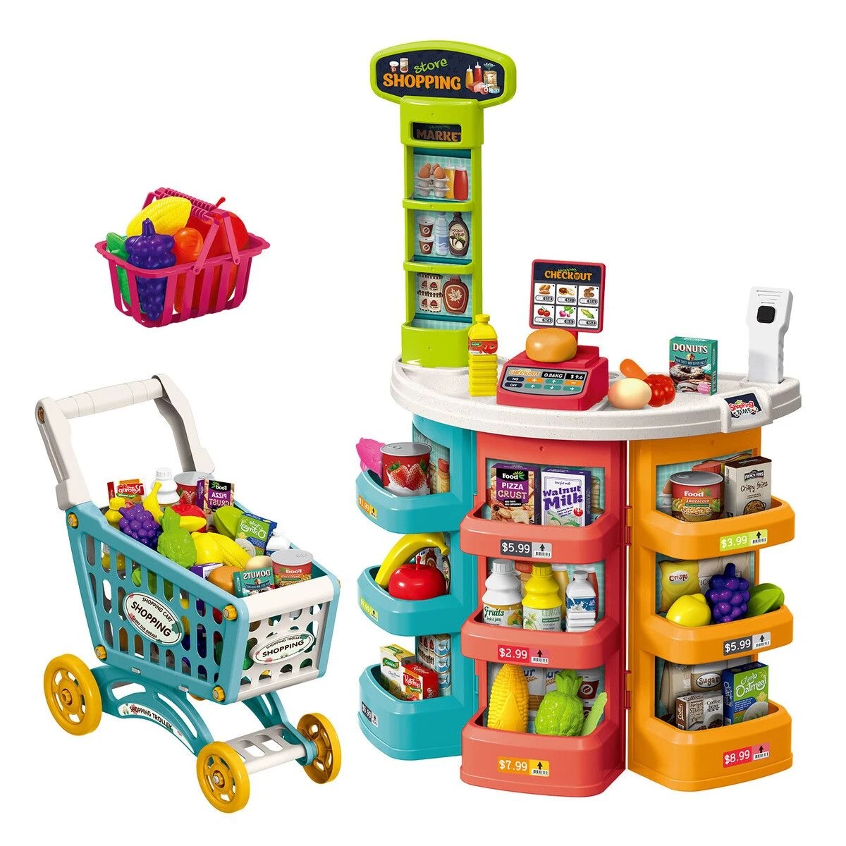 1 AUSWAY Kids Pretend Play Toys Set Market Shop Grocery, 1 of 4