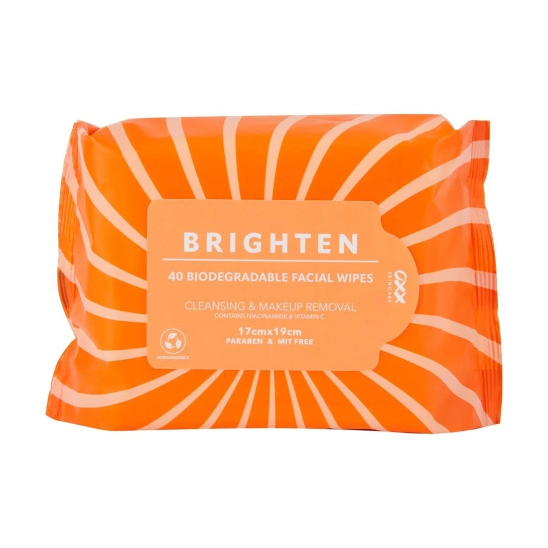 1 OXX Skincare 40 Pack Brighten Biodegradable Facial Wipes - Niacinamide and Vitamin C, 1 of 3