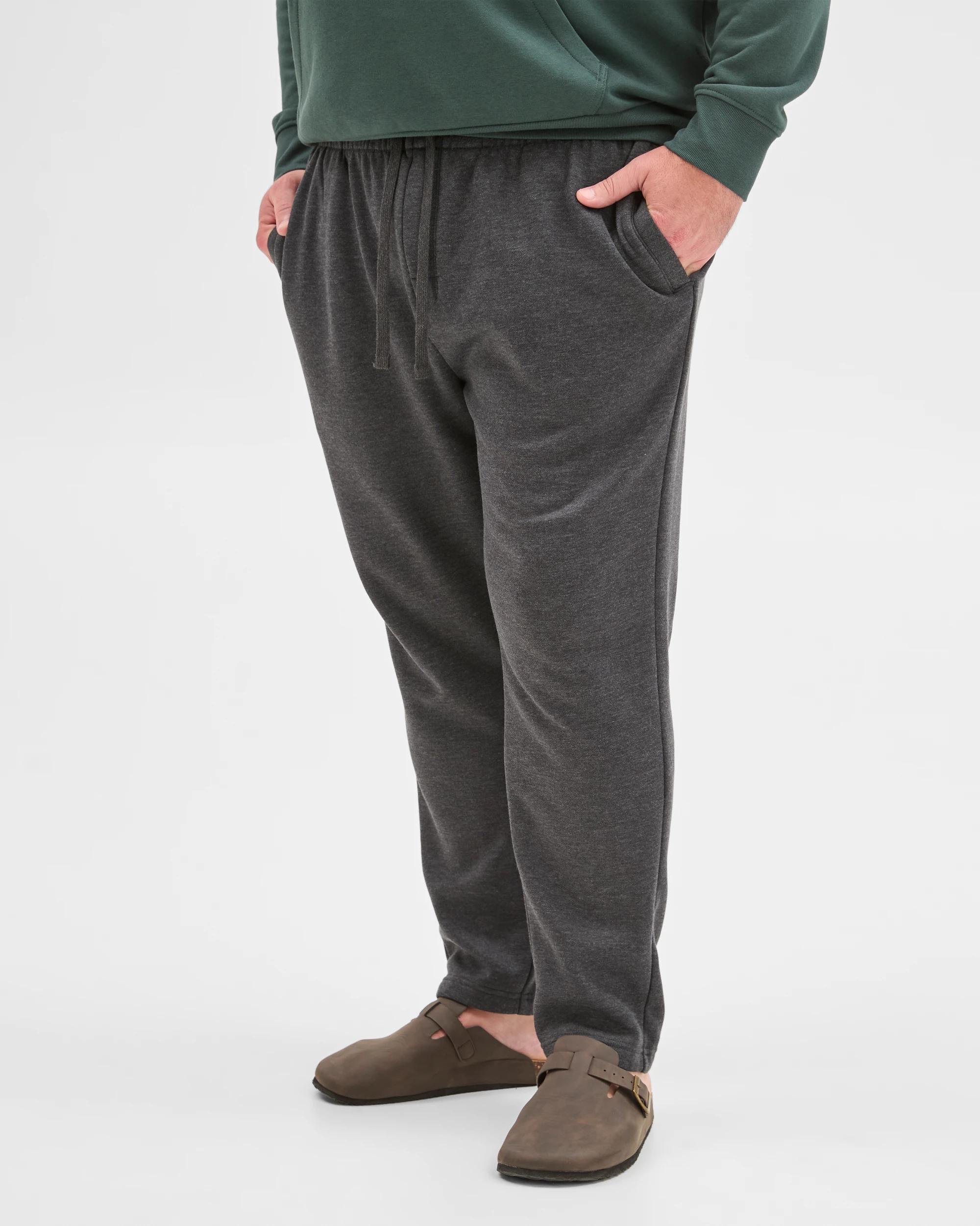 3 Target Man Plus Plus Size Australian Cotton Blend Marle No Cuff Trackpants CHARCOAL, 3 of 5