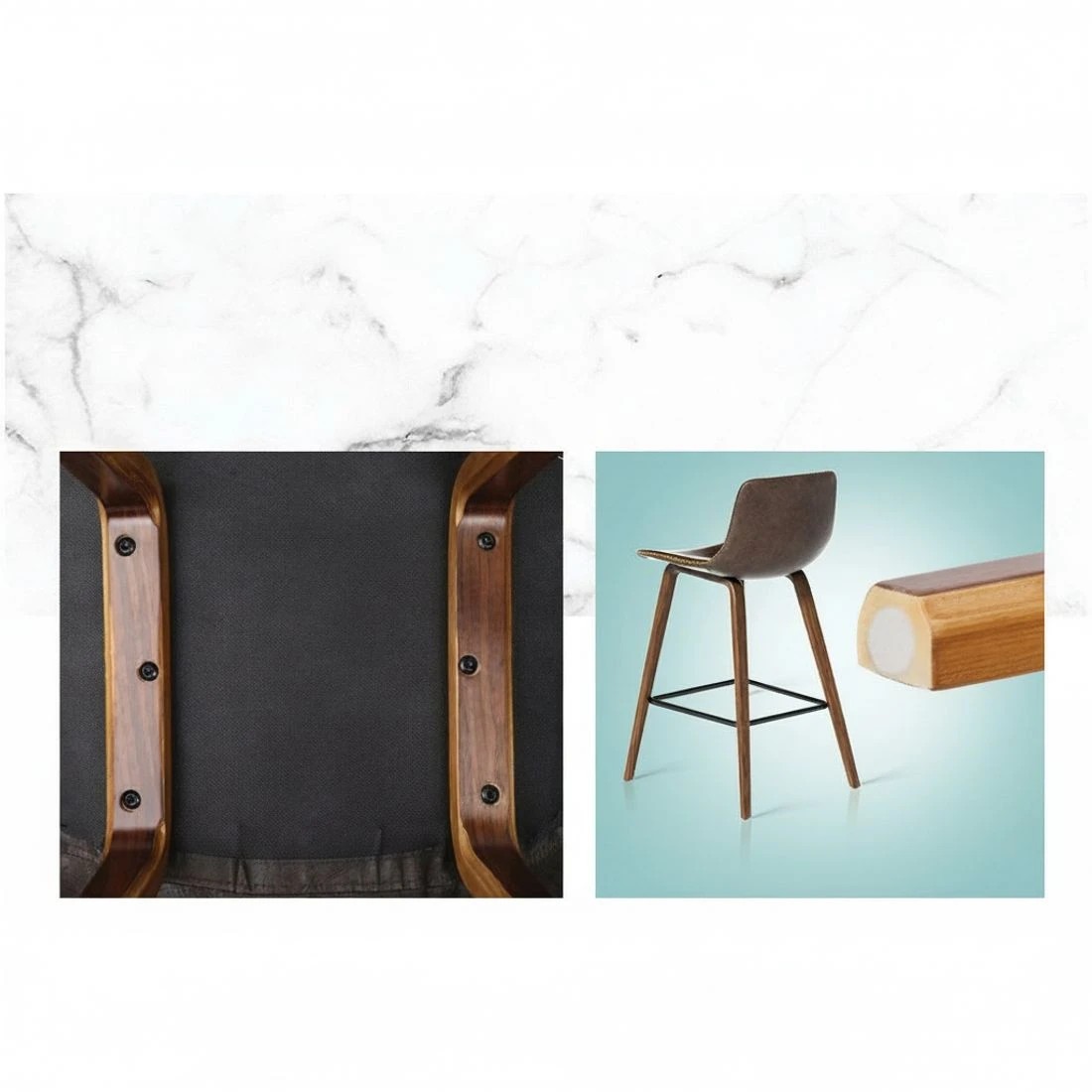 5 Artiss 2x Bar Stools Vintage Leather Wooden - Brown, 5 of 8