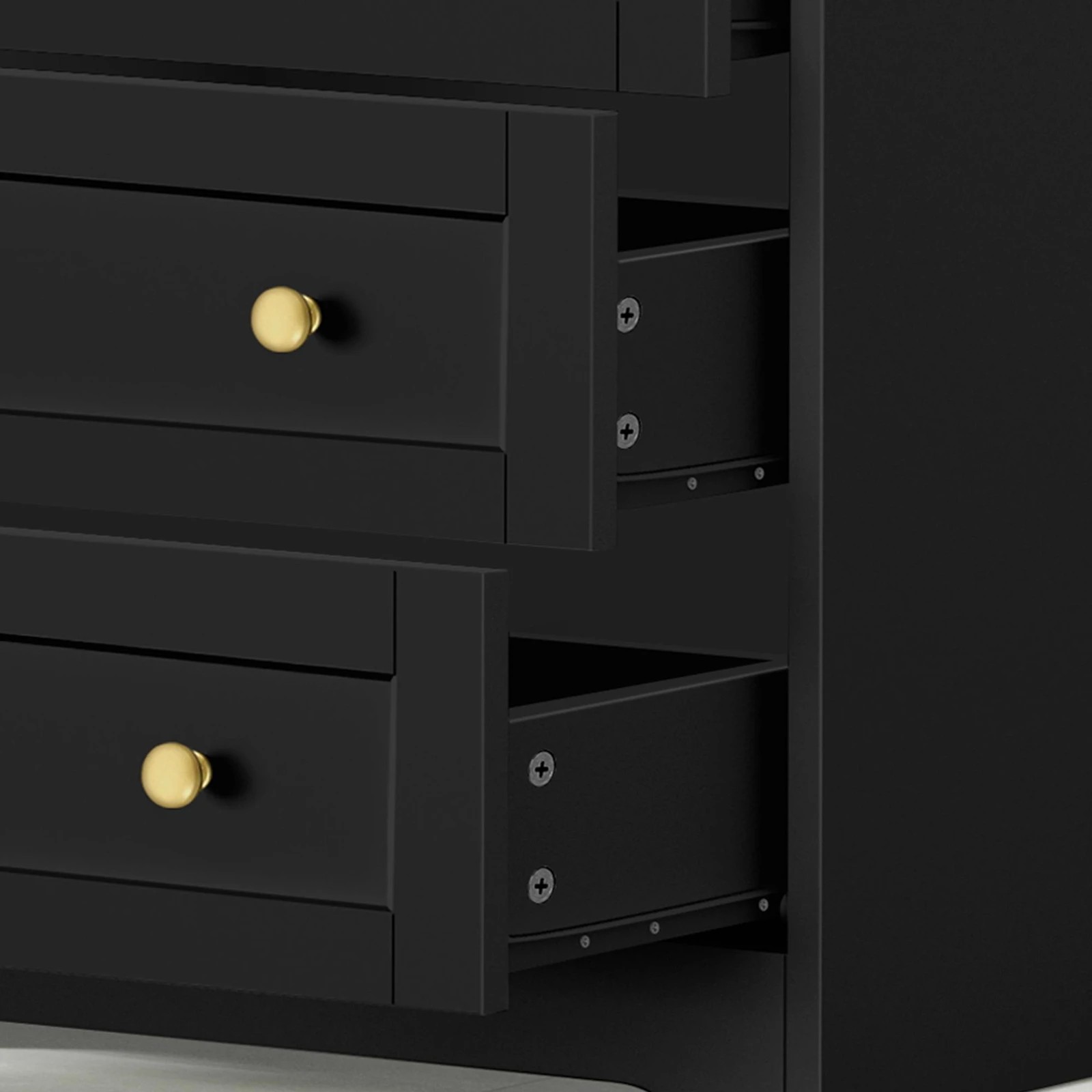 4 Alfordson 2x Chest of Drawers Storage Cabinet Bedside Table Hamptons Drawers - Black, 4 of 8