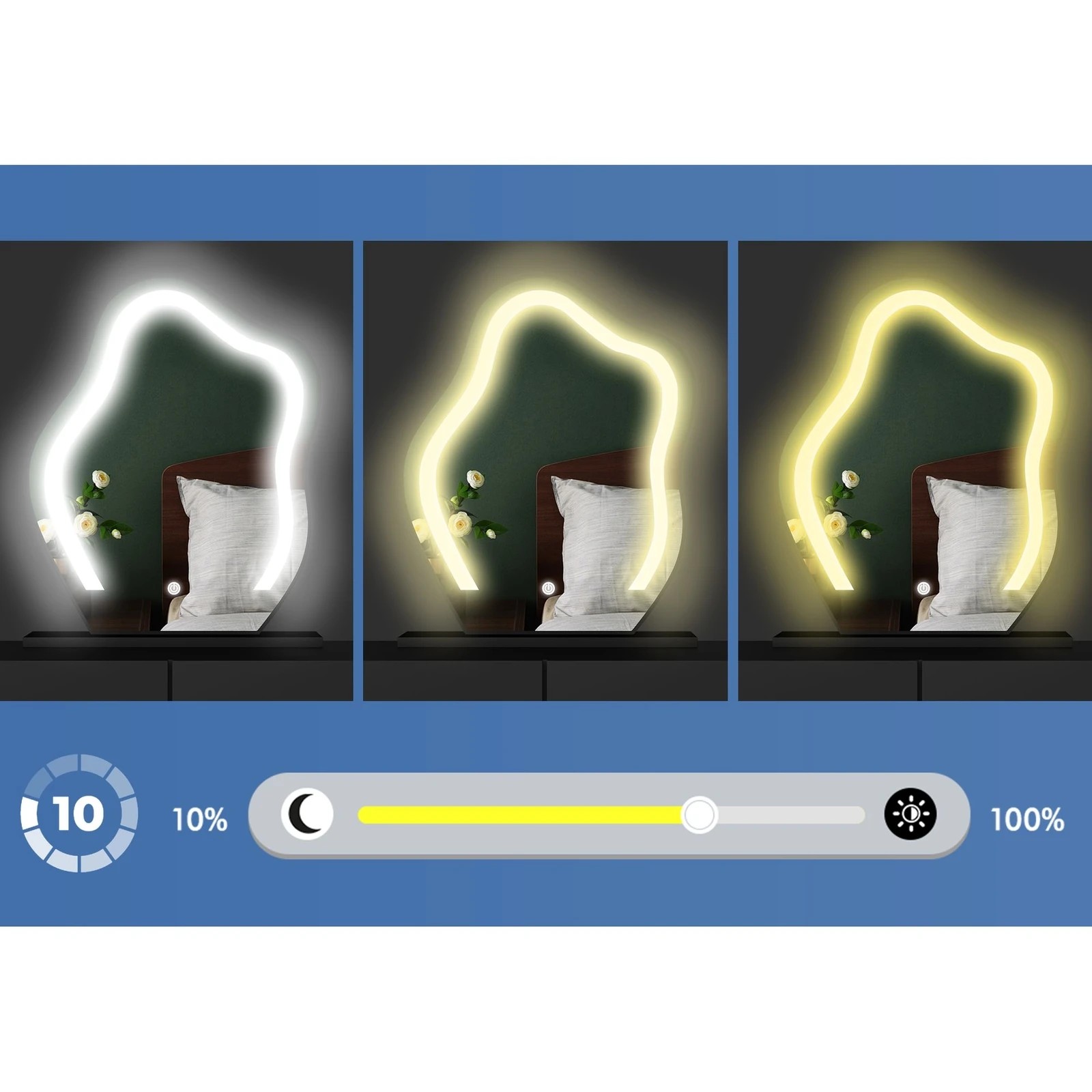 5 Alfordson Dressing Table Stool Set Makeup Mirror Desk LED 8 Drawers - Black, 5 of 10