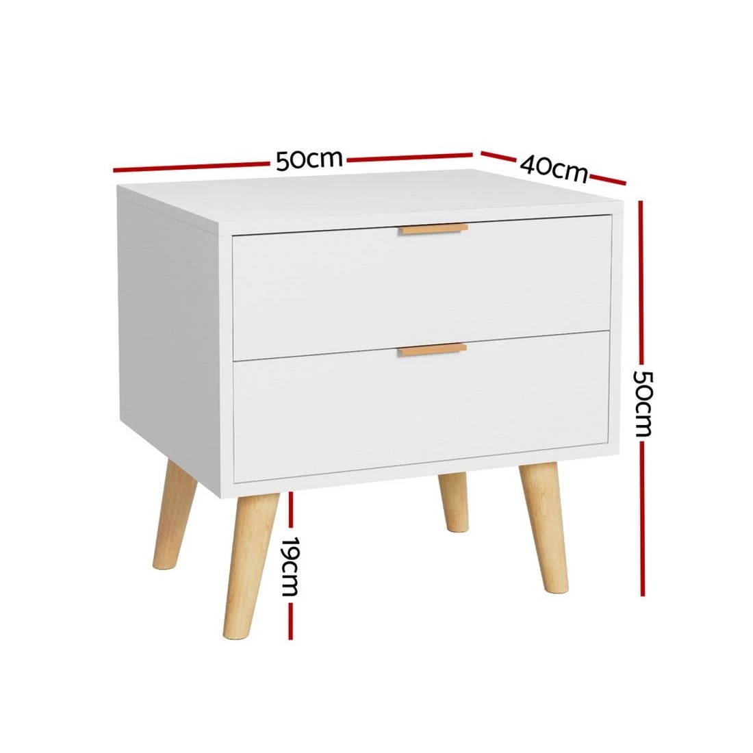 2 Artiss Bedside Table 2 Drawers - White, 2 of 6