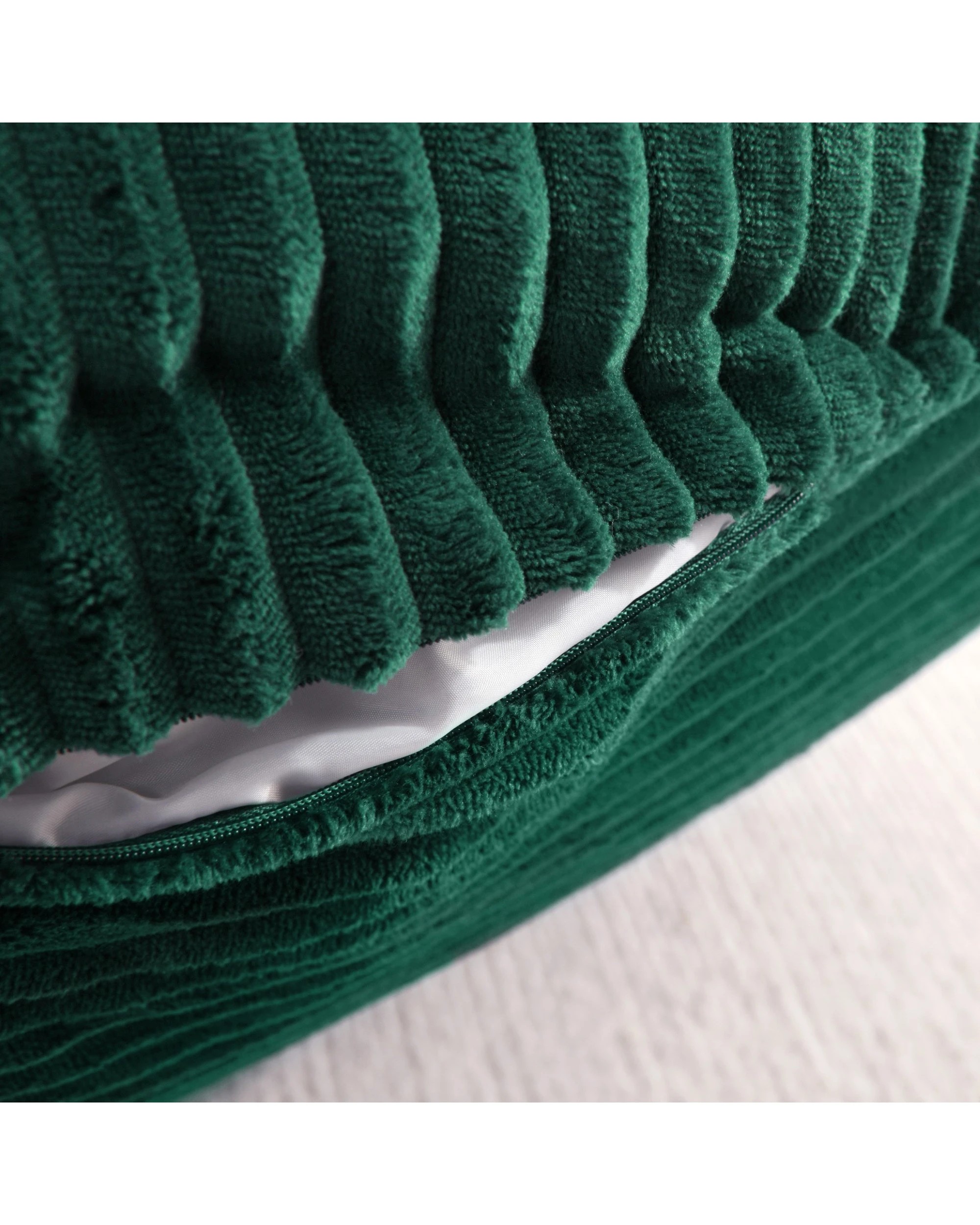 8 Cadence & Co. Wilde Ribbed Luxe Fleece Double Sofa Bean Bag Lounge Cover - Emerald, 8 of 9