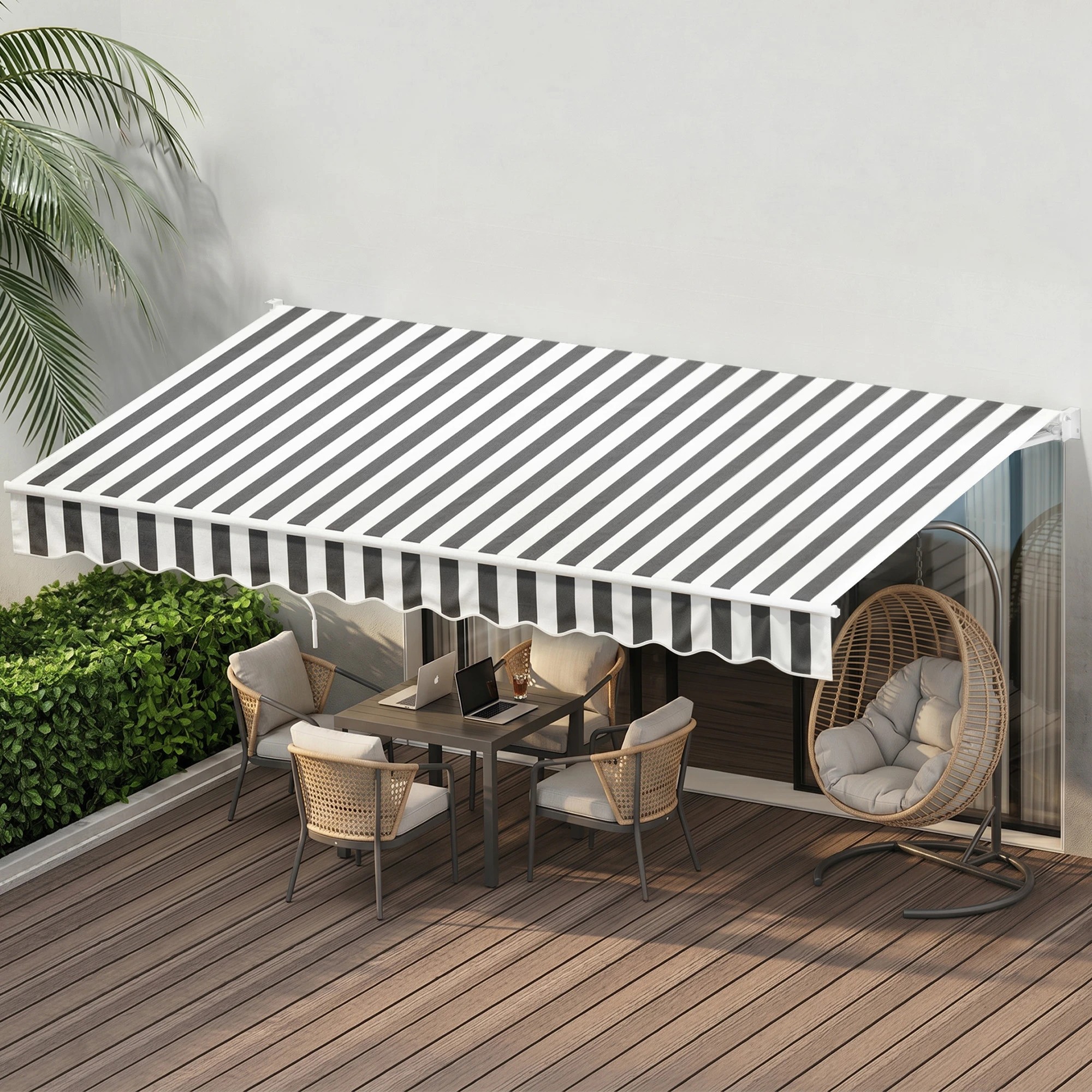 9 Instahut Retractable Folding Arm Awning Manual Sunshade 4.5Mx3M - Multi, 9 of 9