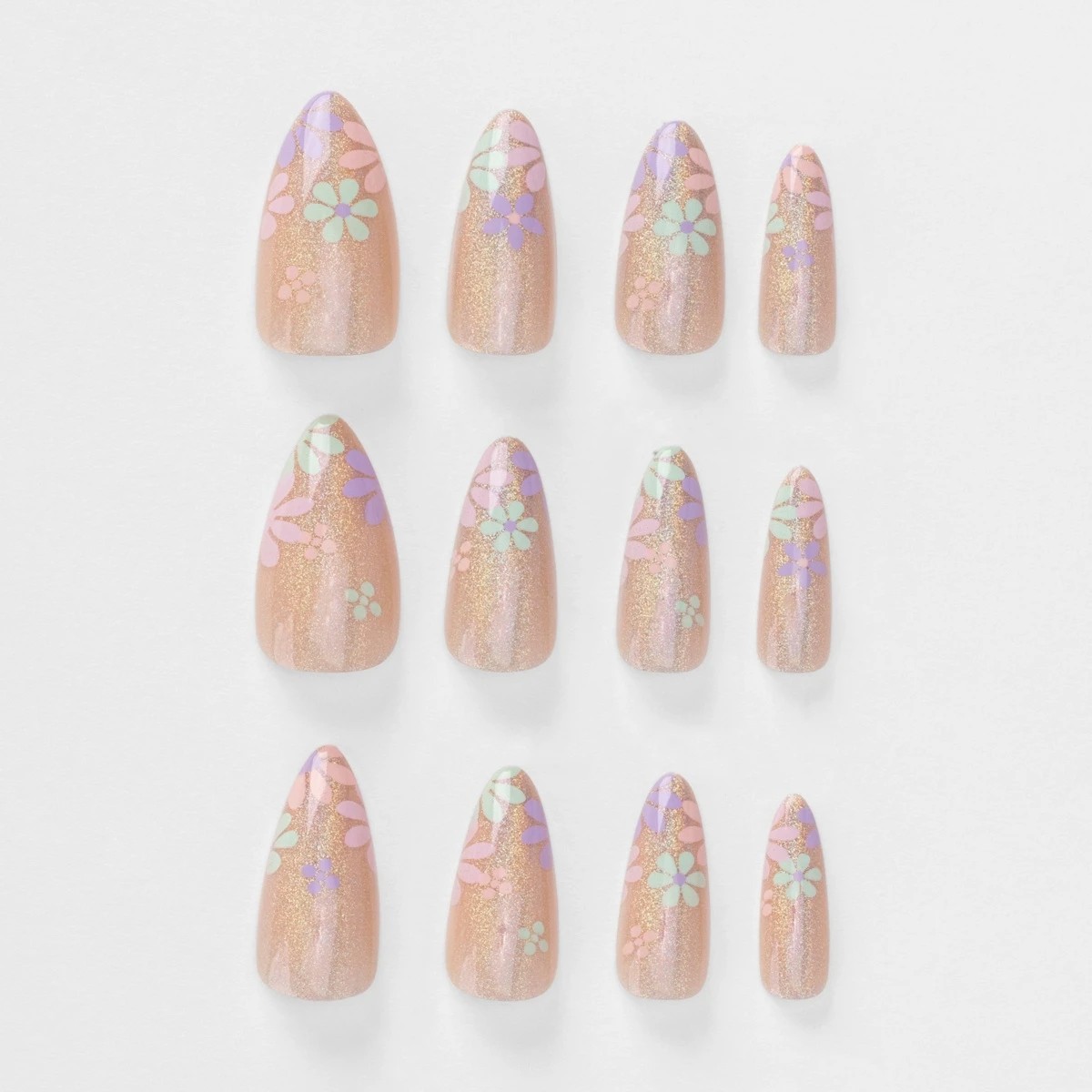 5 OXX Cosmetics 24 Pack False Nails with Adhesive - Stiletto Shape, Pastel Flowers, 5 of 5