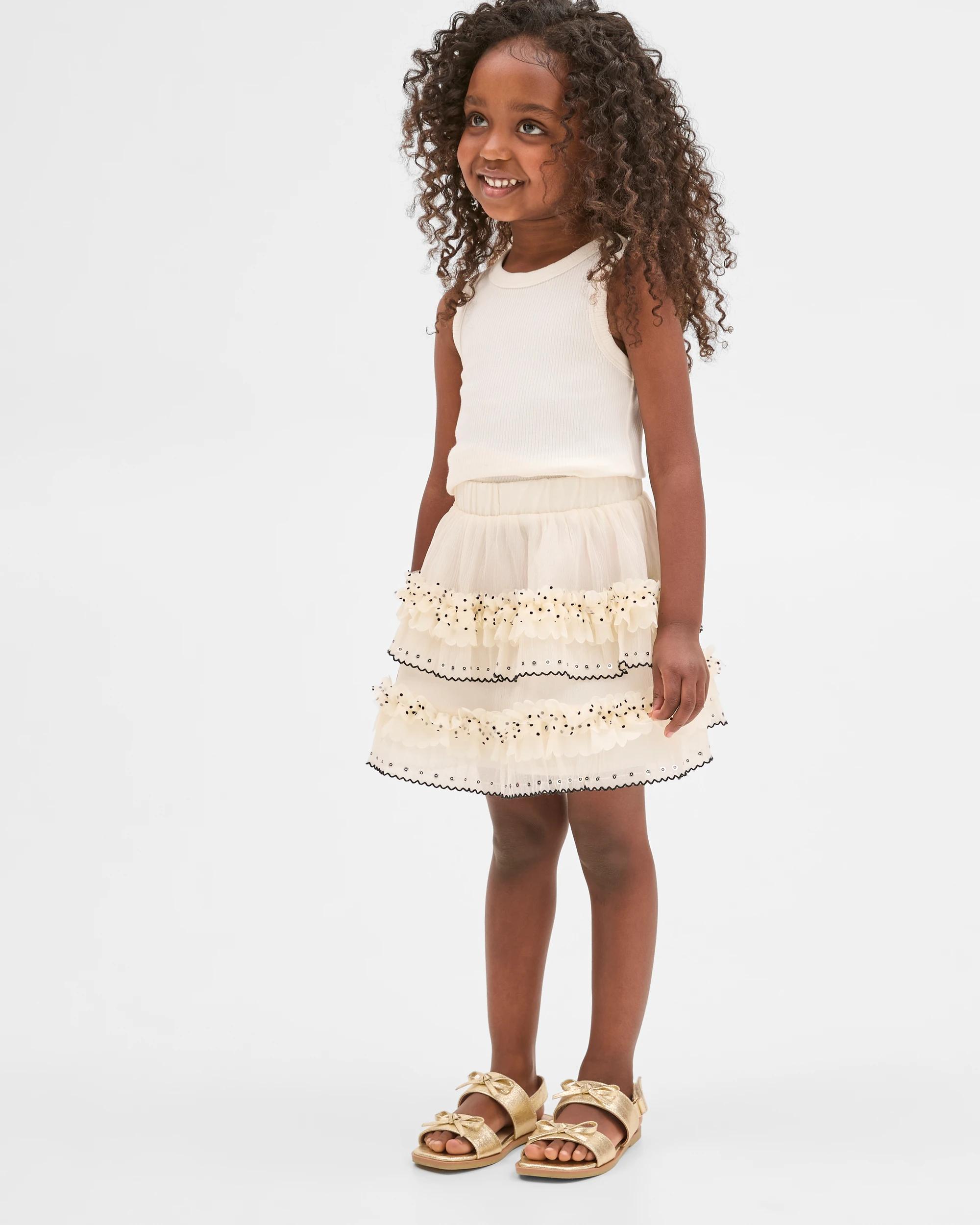2 Target Kids Sequin Tulle Occasional Party Rara Skirt CREAM, 2 of 7