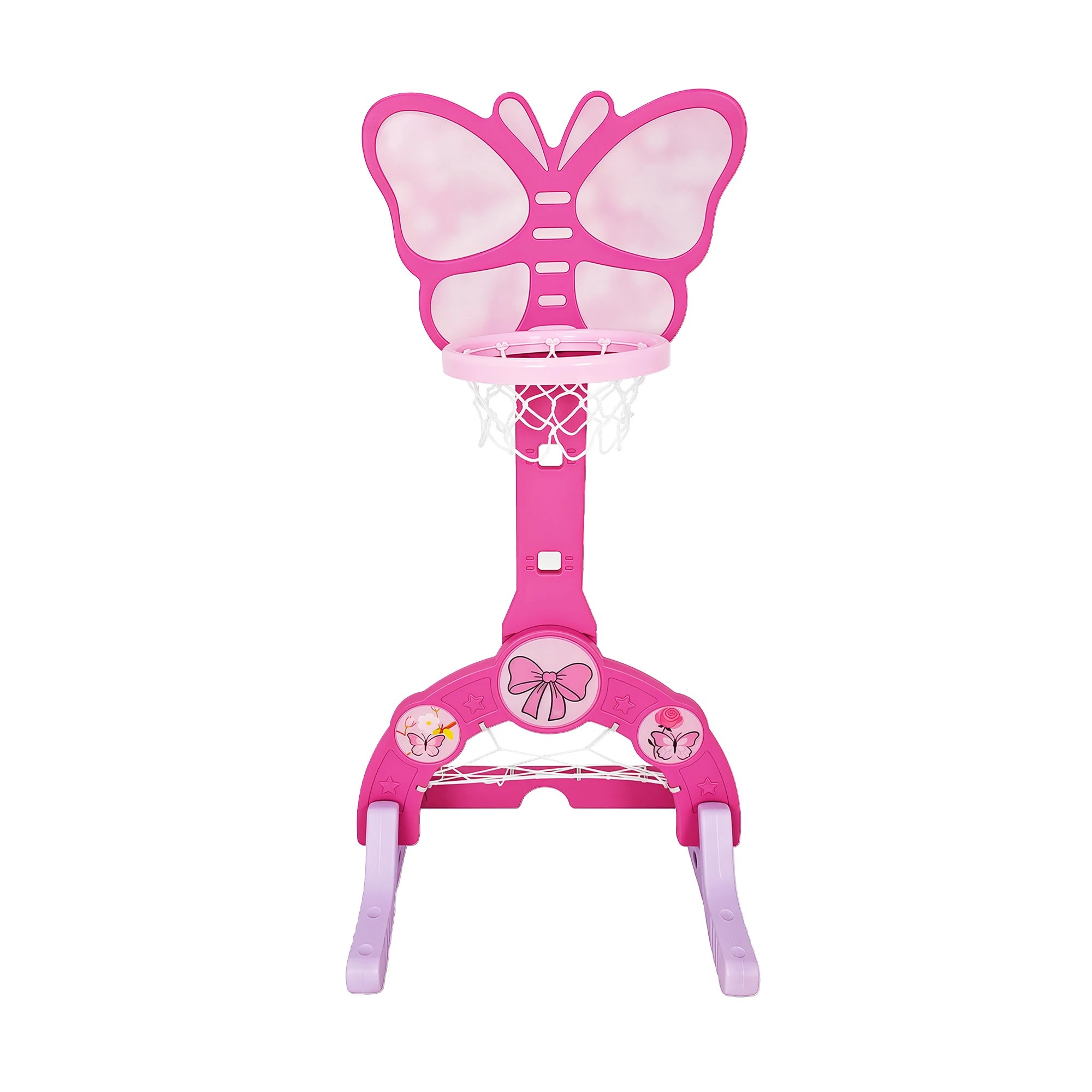 4 Keezi 3-in-1 Kids Basketball Hoop Soccer Goal Golf Game Set with Balls Children Sports Center Butterfly - Pink, 4 of 8