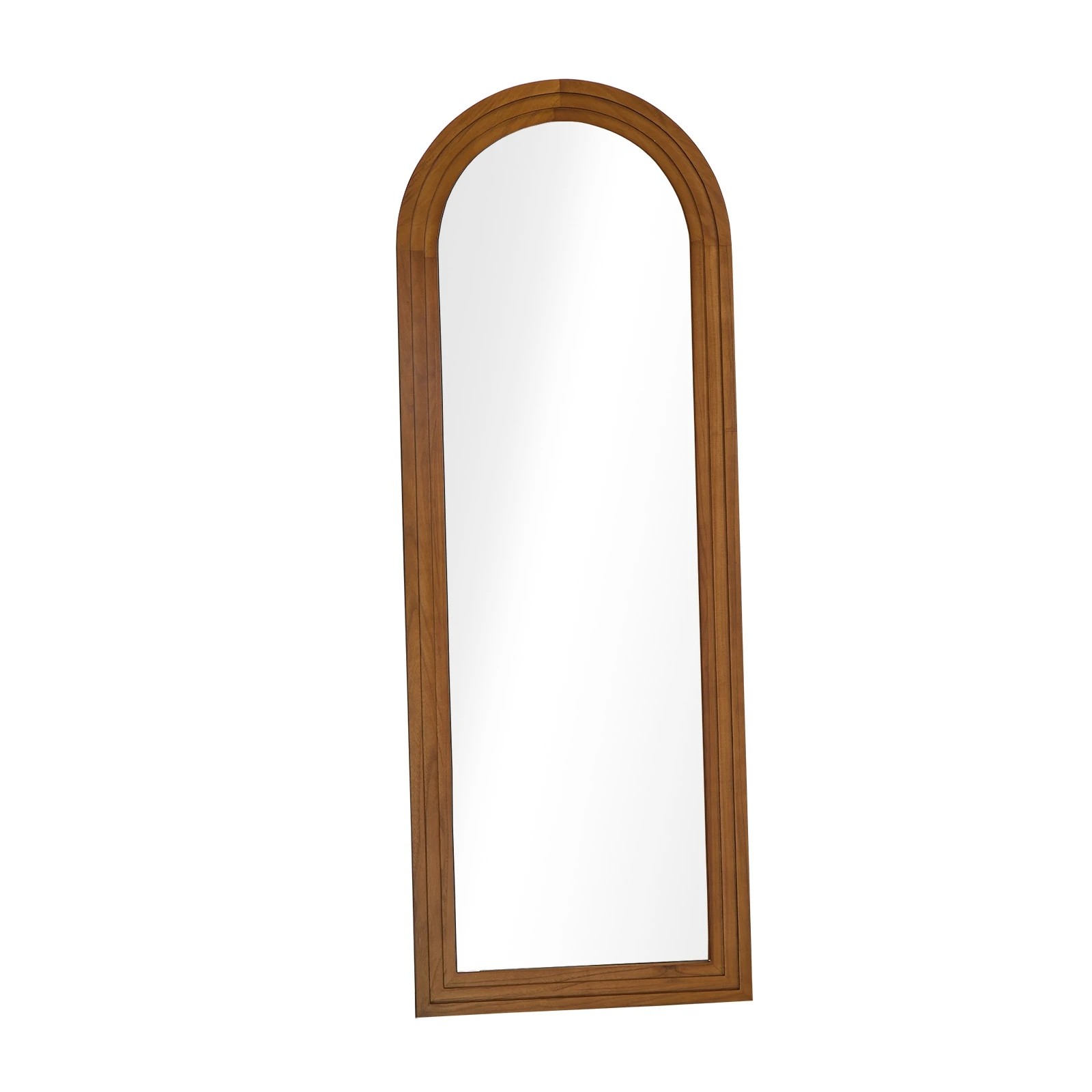 1 Oikiture Full Length Arch Mirror 165x60cm Wood Wall Mounted Home Decor - Brown, 1 of 10