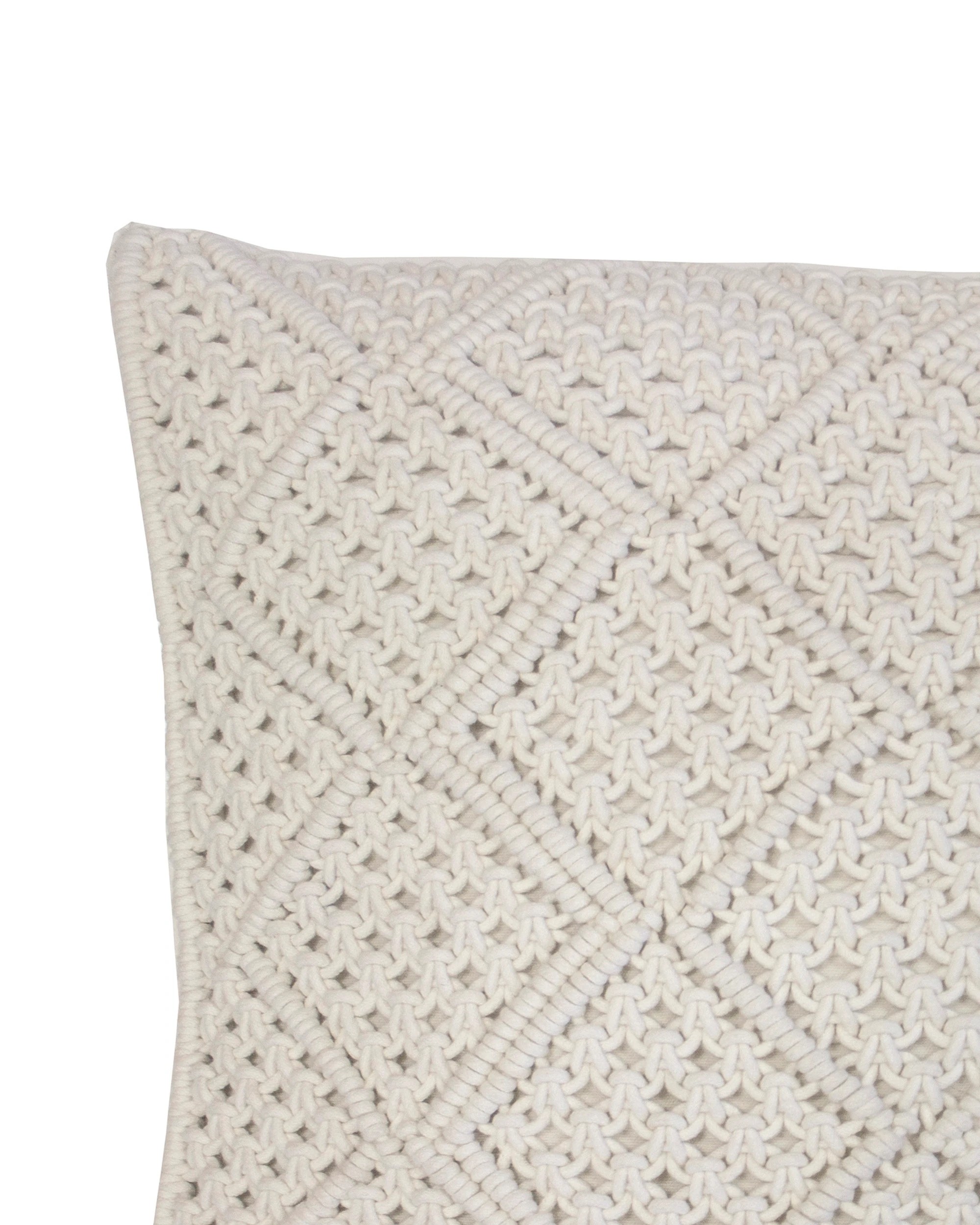 3 Bambury Anka Cotton Macrame Square Cushion - White, 3 of 3