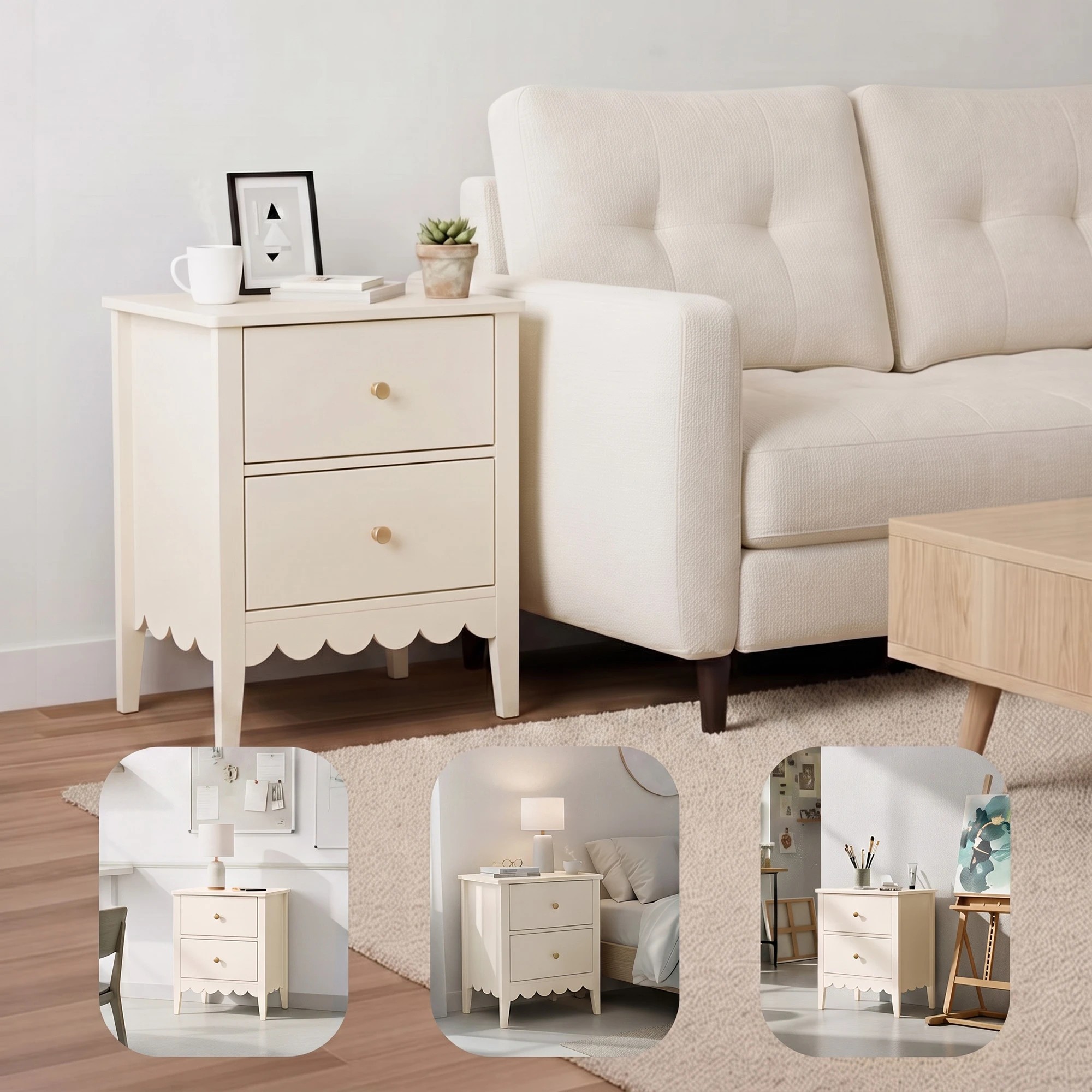 6 Artiss 2x Bedside Table 2 Drawers Bedroom Storage Nightstand, 6 of 7