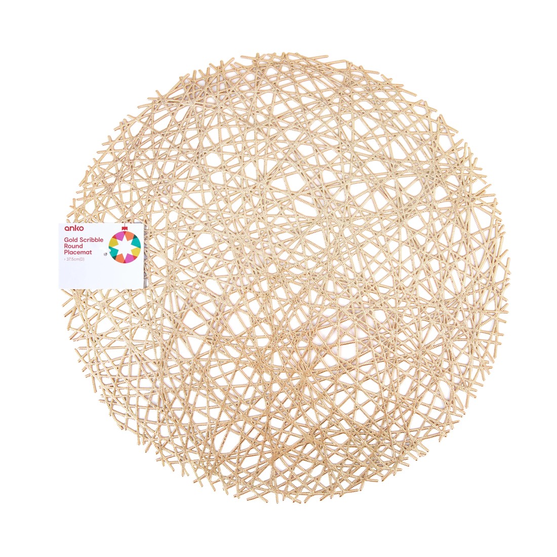 3 Gold Scribble Round Placemat, 3 of 3