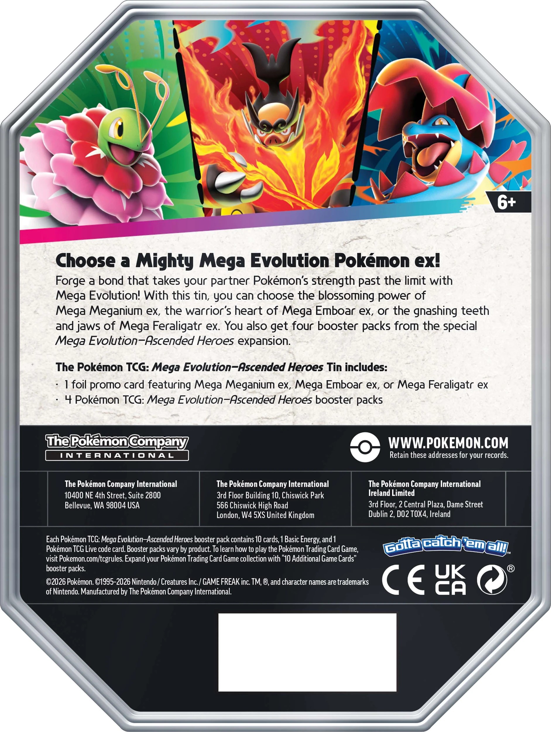2 Pokemon Trading Card Game: Mega Evolution - Ascended Heroes Tin - Assorted, 2 of 8