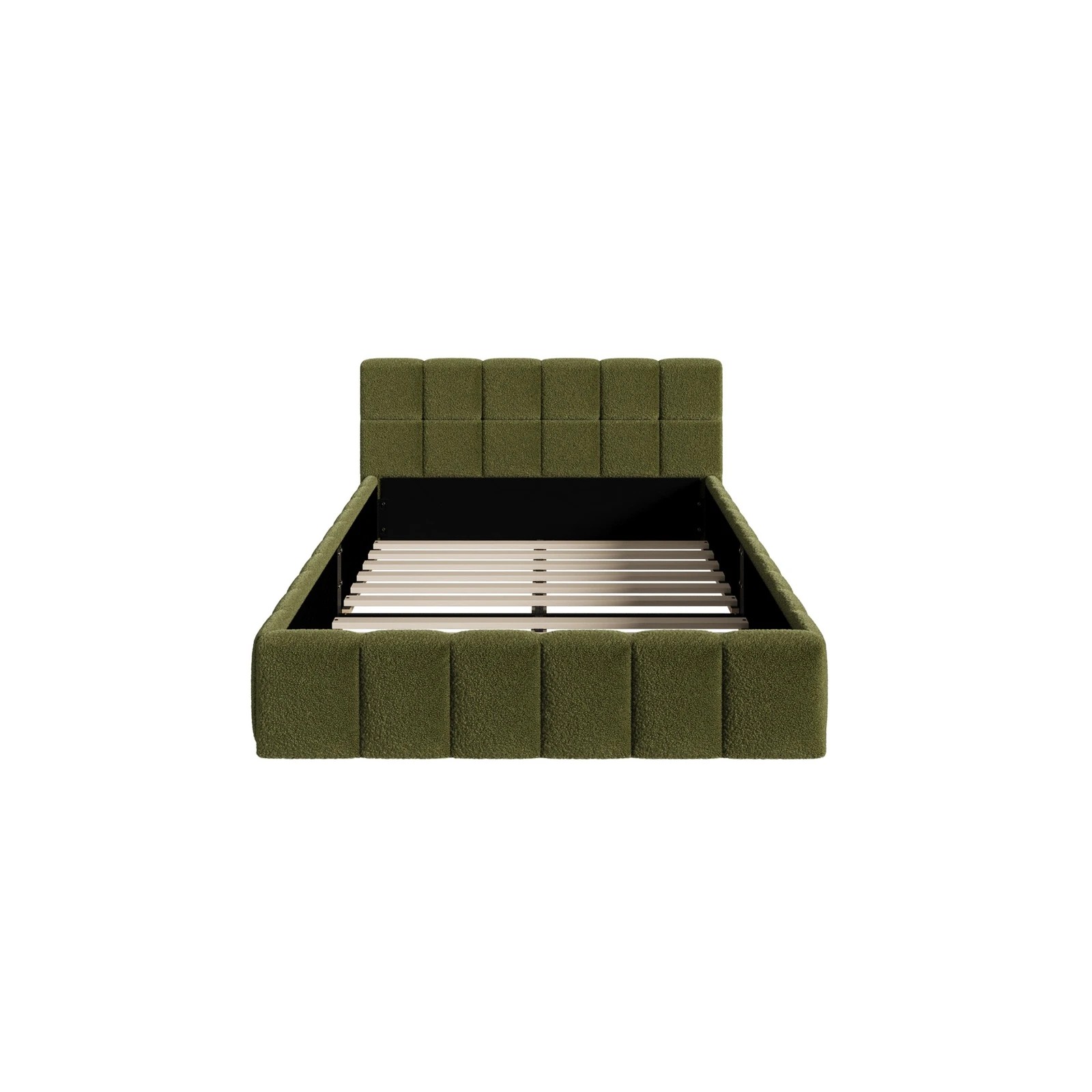 7 Oikiture Bed Frame King Single Size Tufted Headboard Boucle - Green, 7 of 9