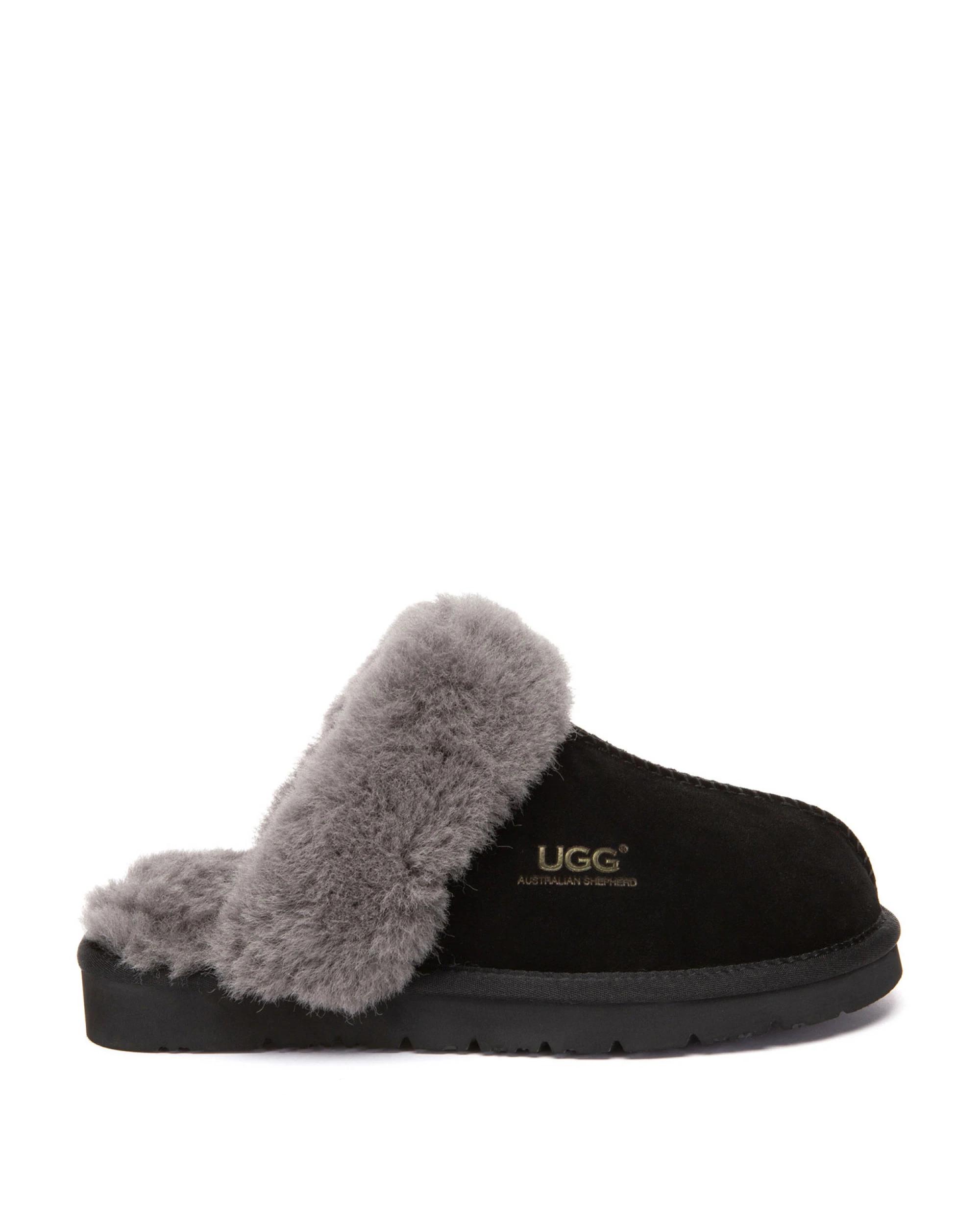 1 Australian Shepherd UGG Unisex Muffin Slippers BLACK, 1 of 5
