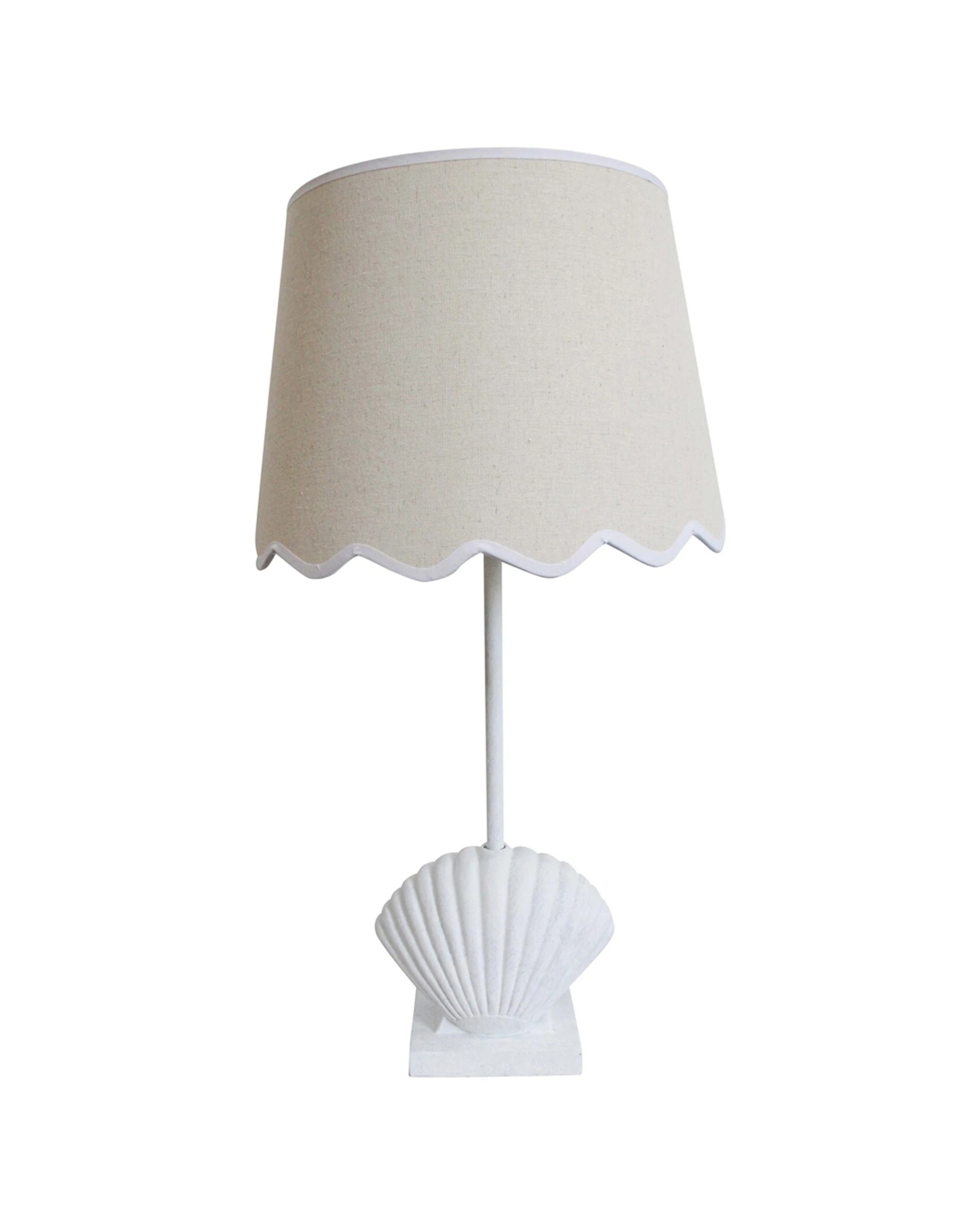 2 LVD Linen Polyresin Lamp Fan Shell Home Room Decor Tabletop Light 70cm - White, 2 of 2