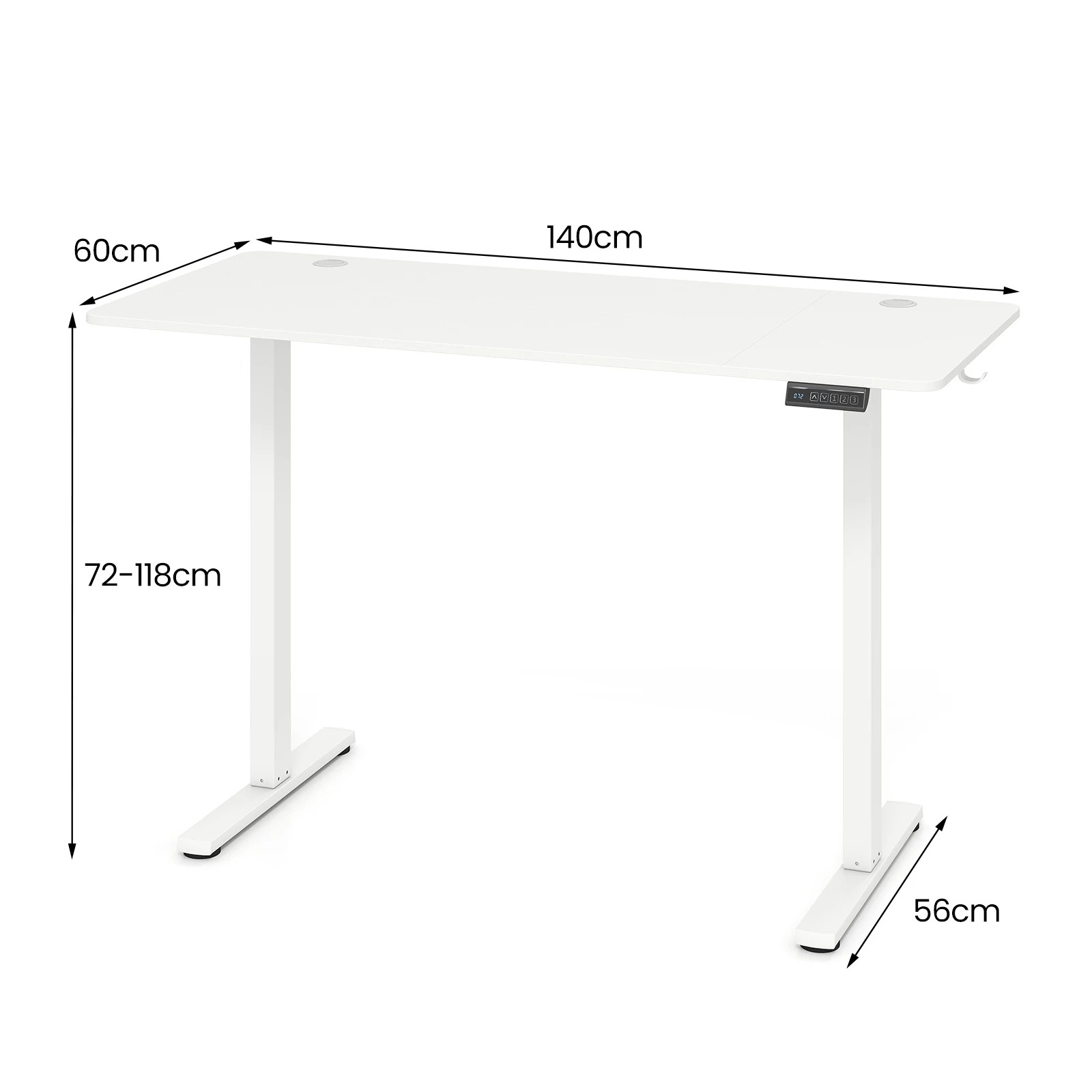 2 Costway 140 x 60cm Electric Standing Desk Adjustable Sit Stand Computer Desk - White, 2 of 6