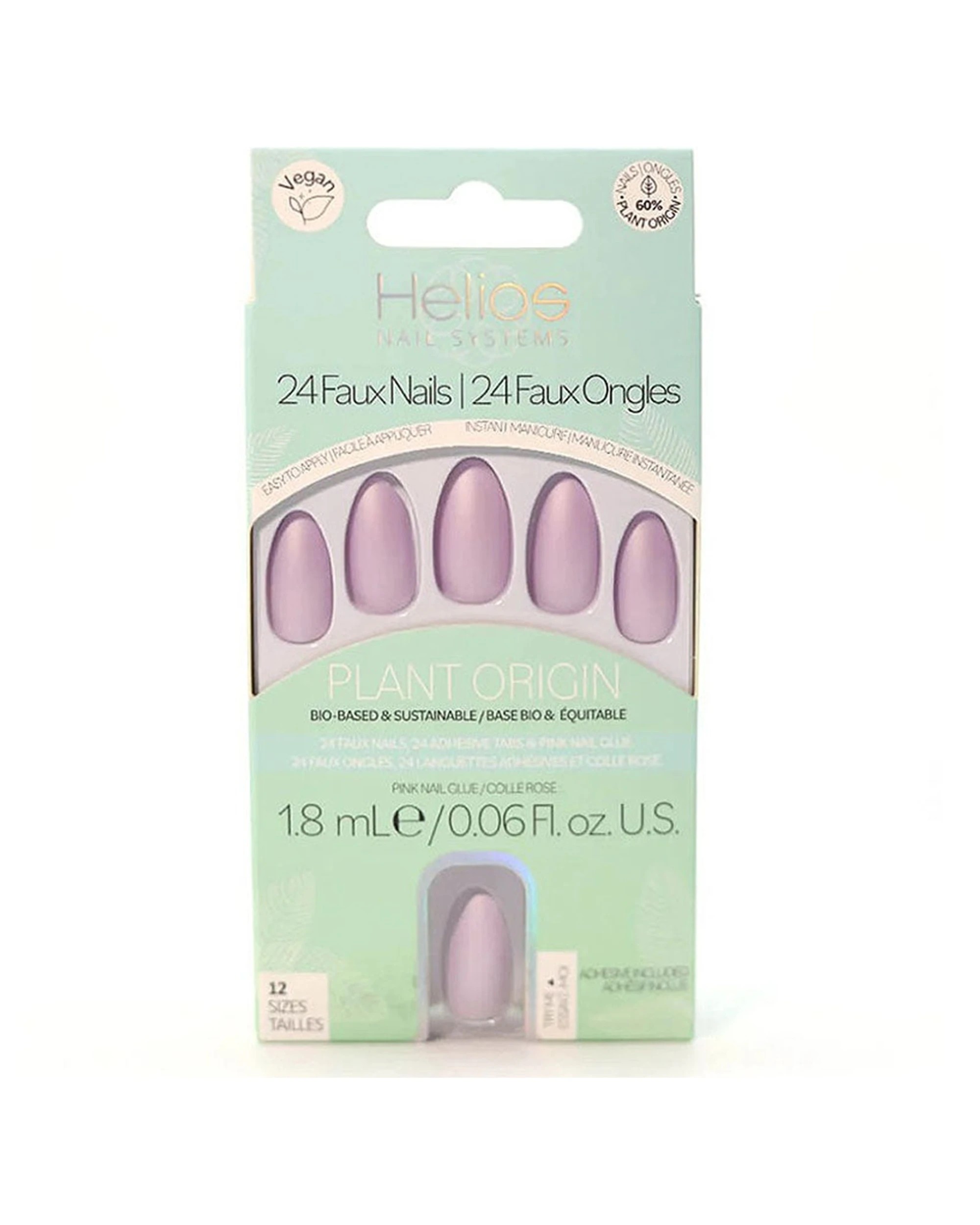 1 Helios 24pc Plant Based Press On Nails Lilac Stiletto Set - Purple, 1 of 1
