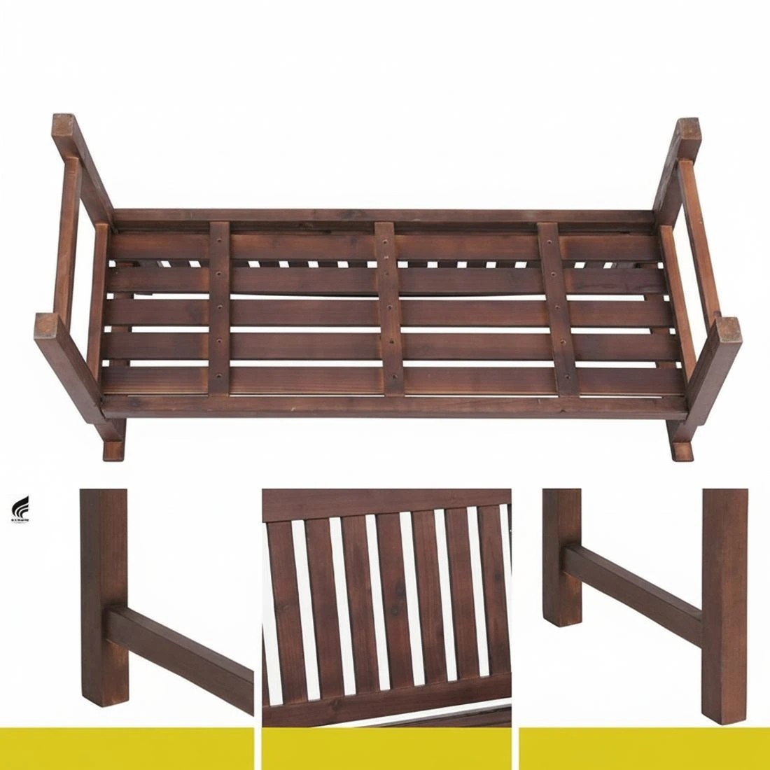 6 Gardeon Outdoor Garden Bench Wooden 2 Seater Lounge Chair Patio Furniture - Brown, 6 of 7