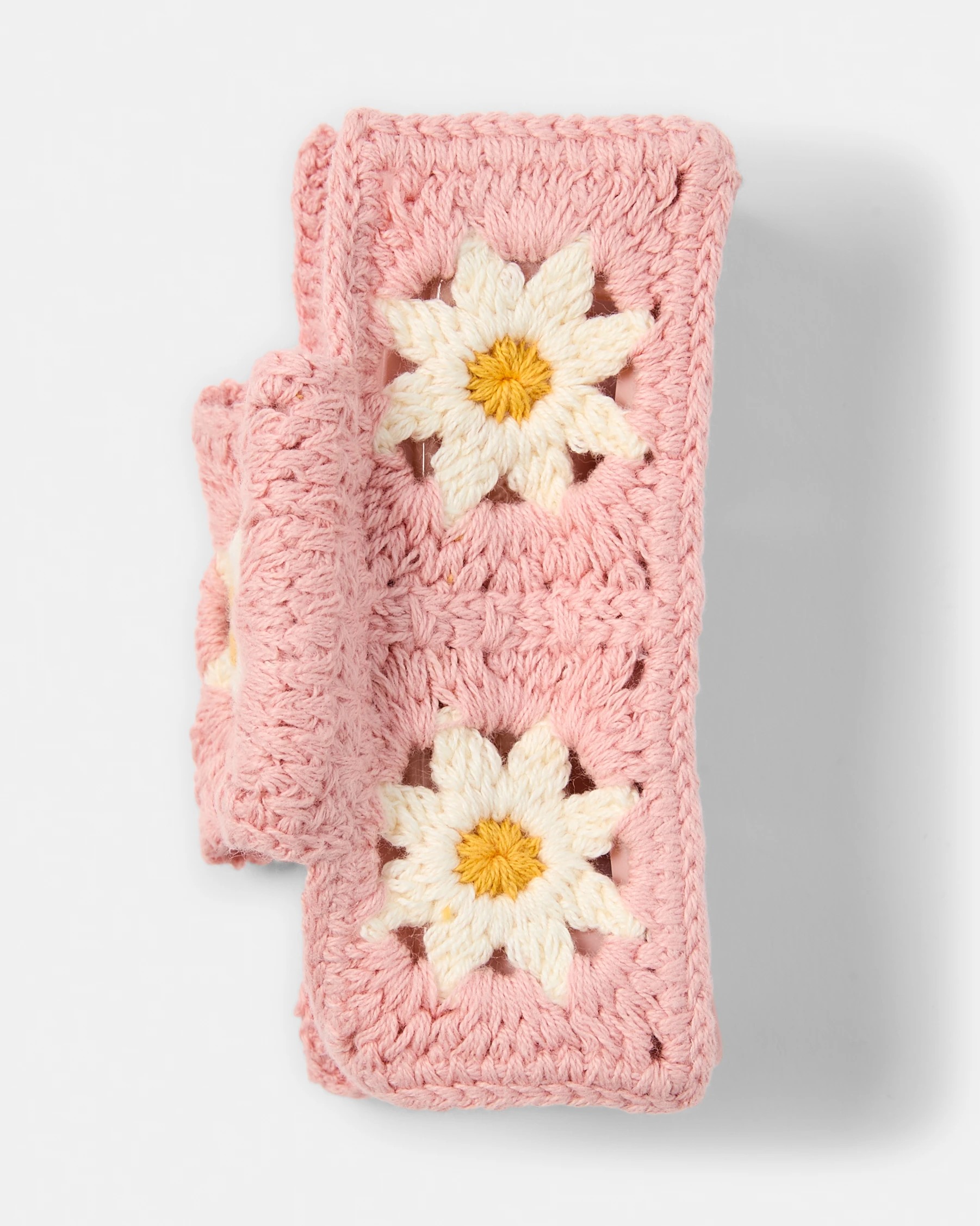 1 Pink Flower Crochet Claw Hair Clip, 1 of 4