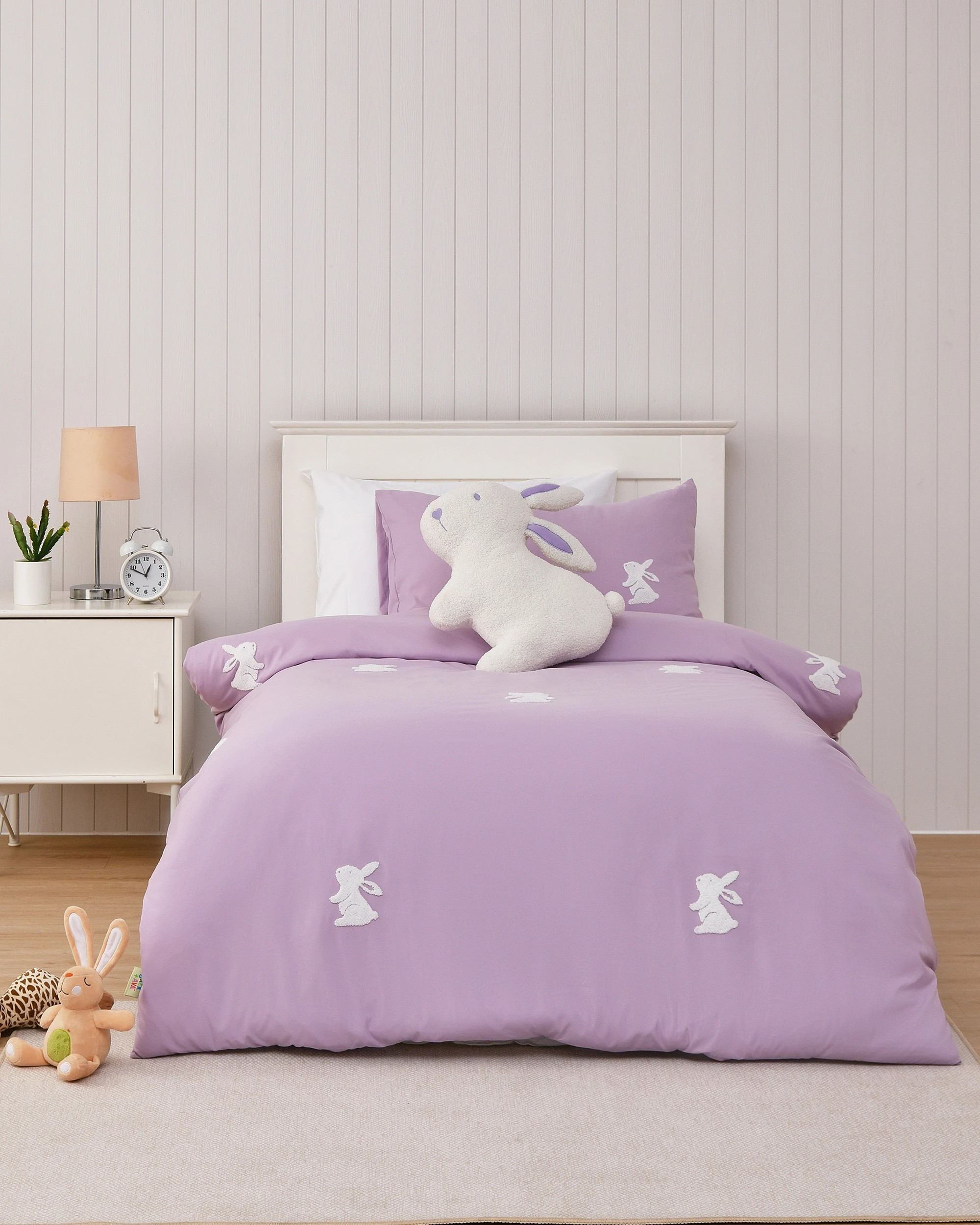5 Jack & Ava Nibbles the Bunny Boucle Fleece Cushion - White, 5 of 5