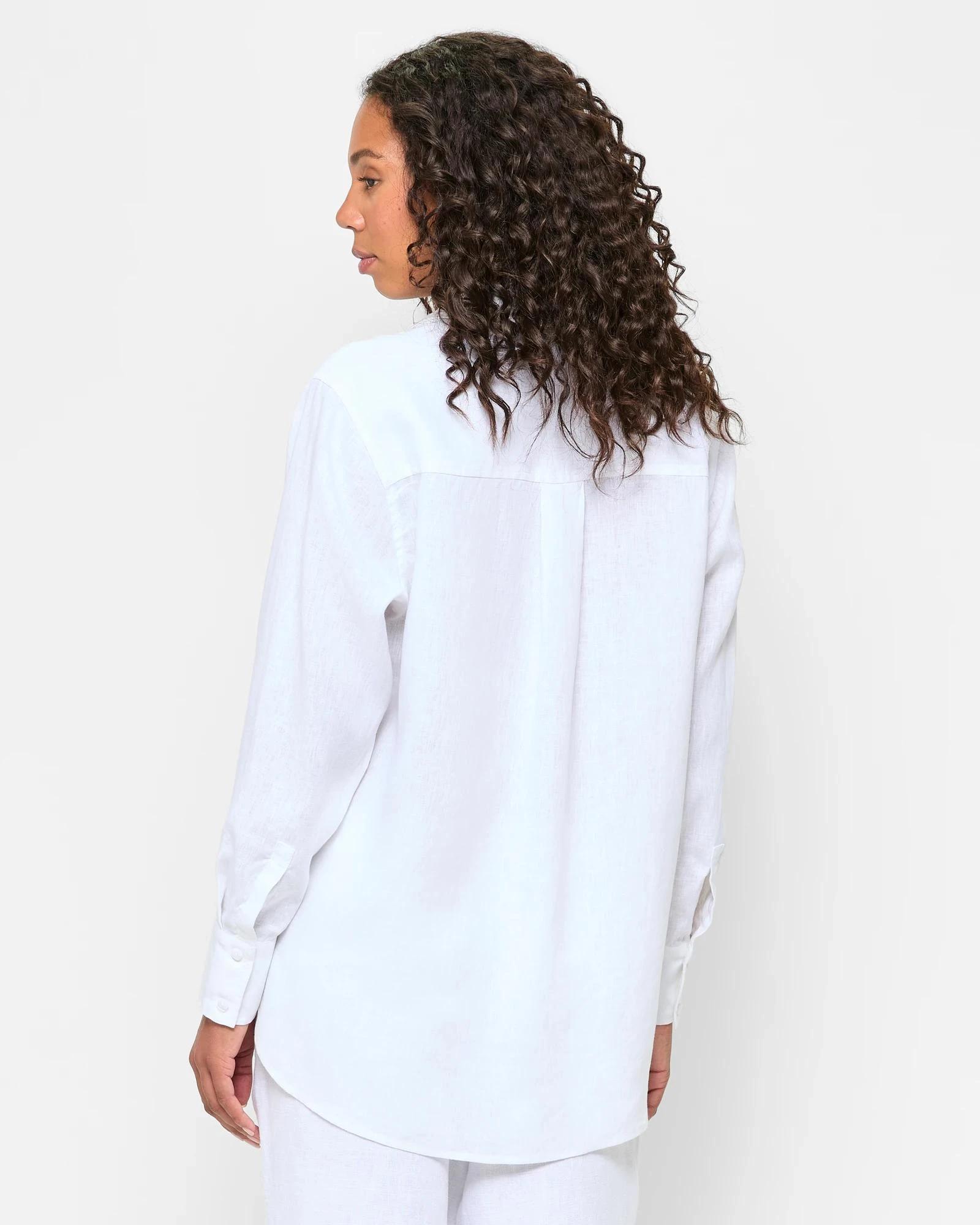 4 Target European Linen Long Sleeve Shirt WHITE, 4 of 5