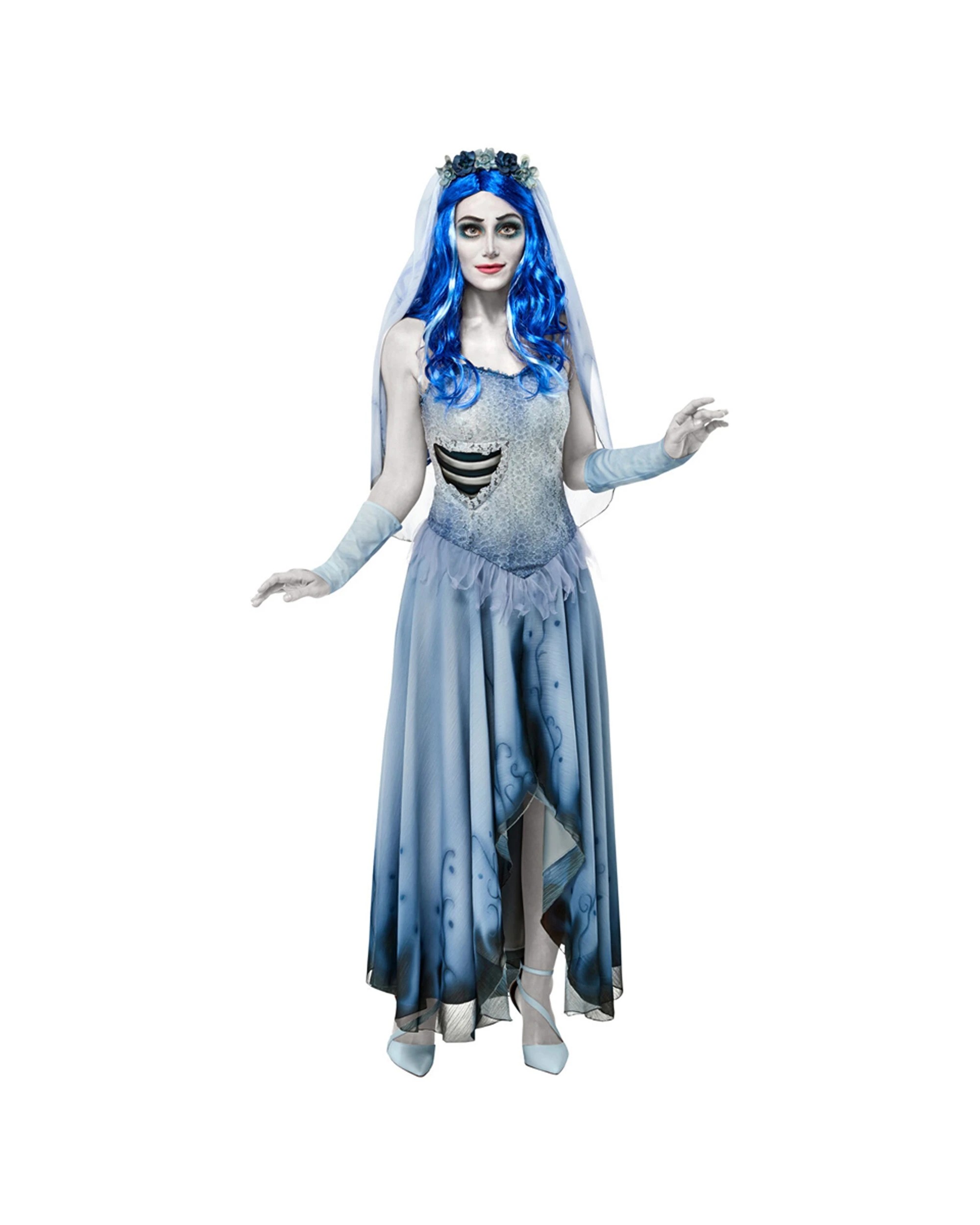 1 Corpse Bride Emily Corpse Bride Women's Costume Dress-Up Size L - Blue, 1 of 3