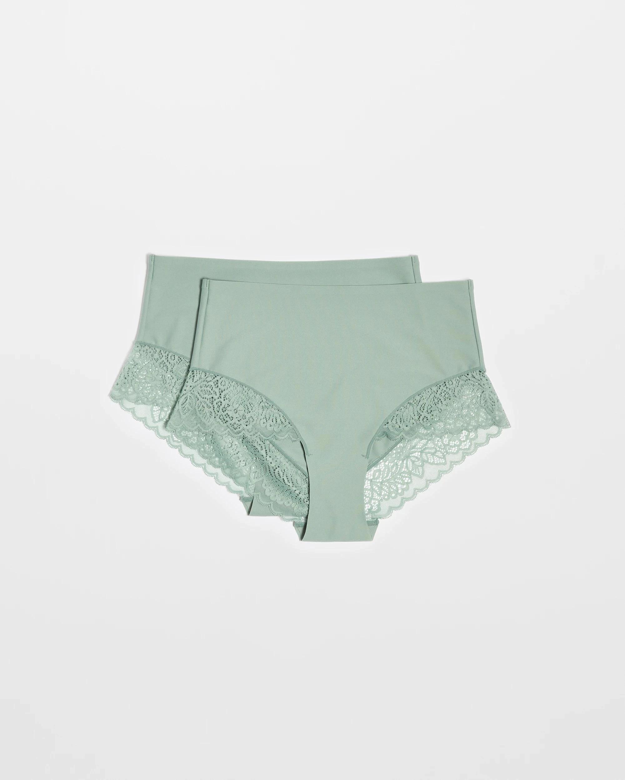 1 Target Woman Luna 2 Pack Smooth Touch Lace Bonded Waist Full Briefs GREEN MILLE, 1 of 4