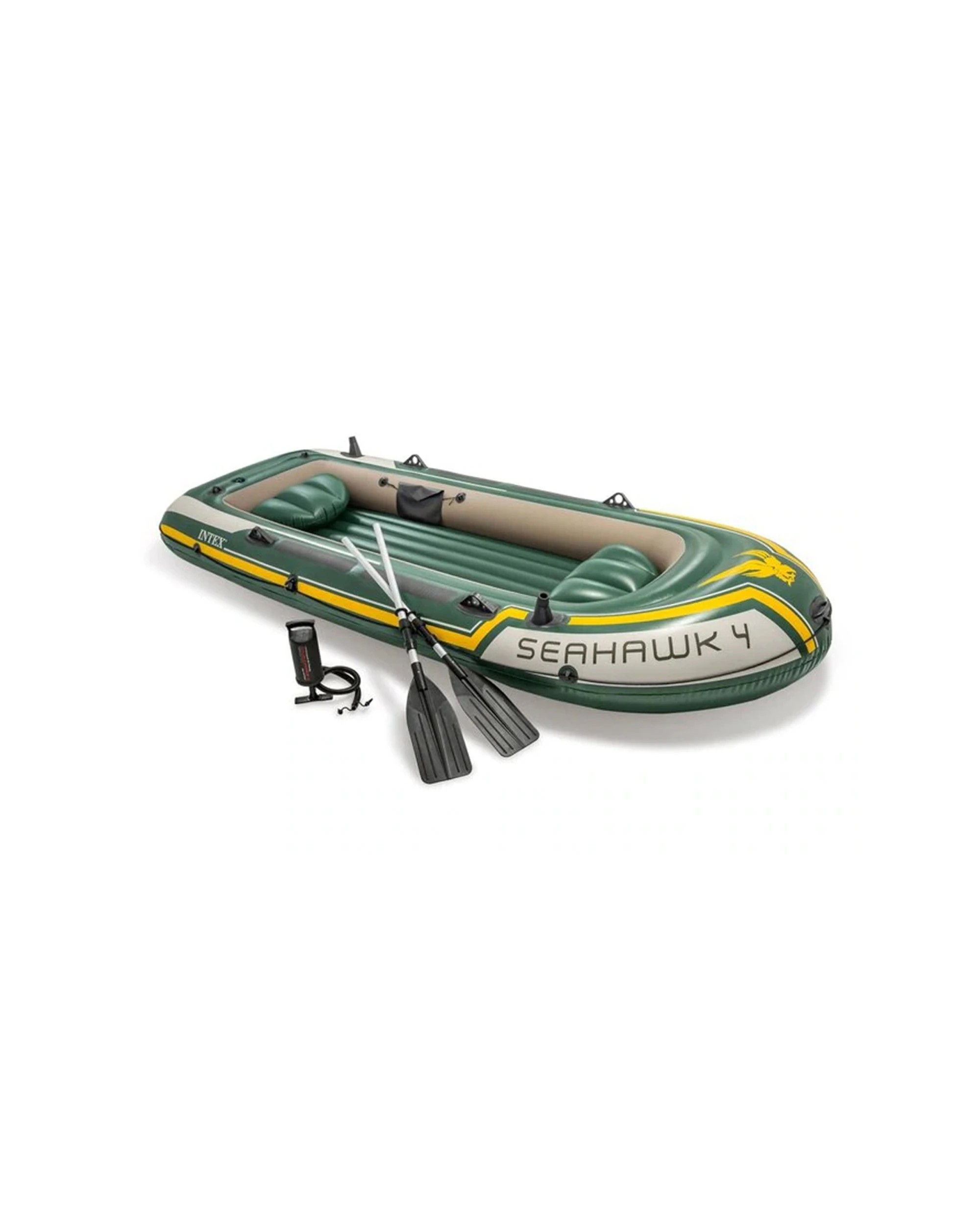 1 Intex Seahawk 4 Inflatable Boat With Pump Oars Fishing Rod Holders - Green, 1 of 4