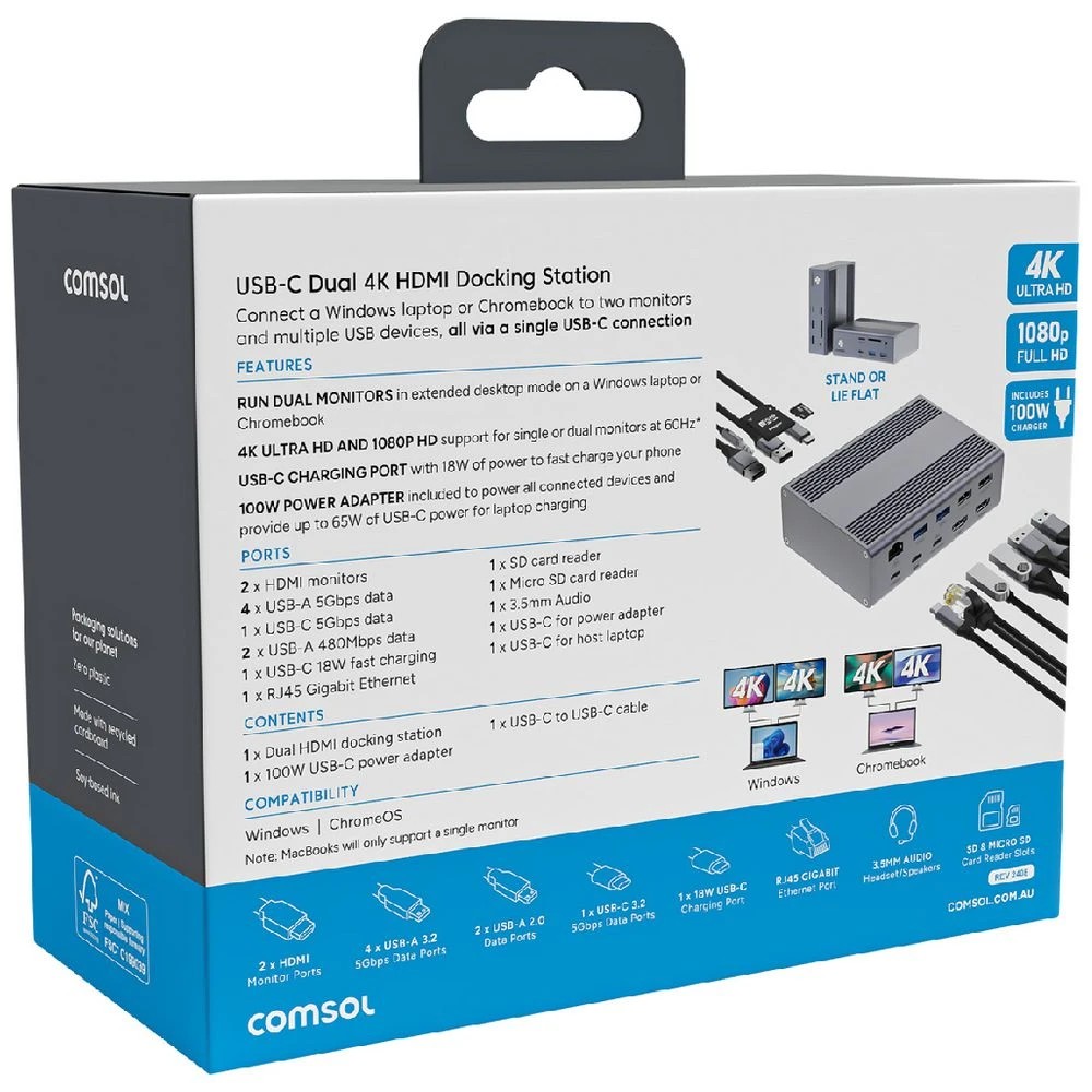3 Comsol Dual Monitor USB-C 14 Port Docking Station, 3 of 8