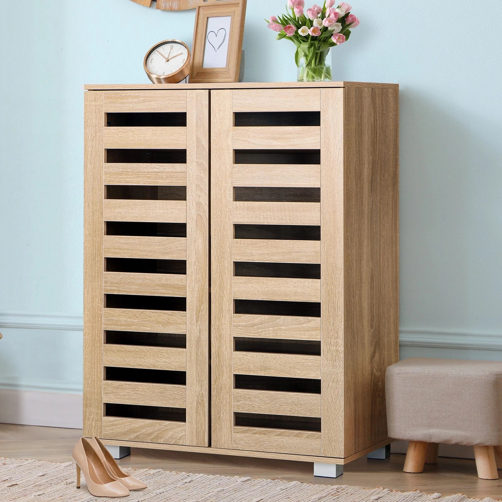 9 Alfordson Shoe Cabinet Organiser Storage Rack Drawer Shelf 21 Pairs - Wood, 9 of 10