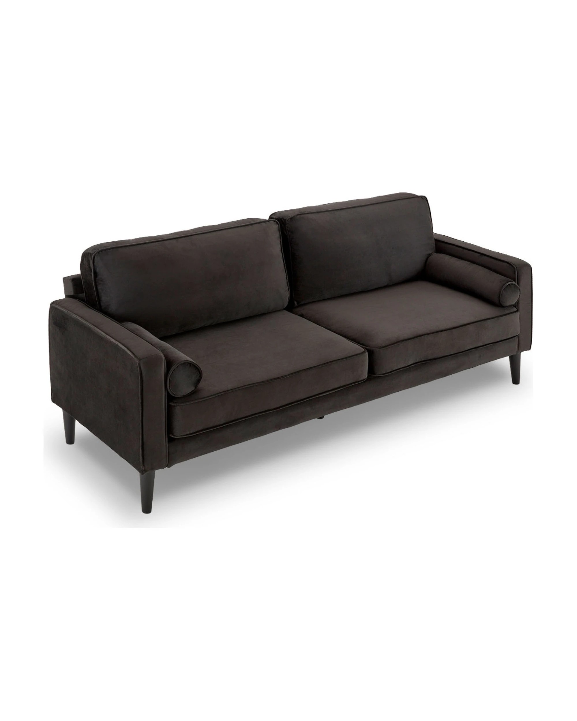 2 Sarantino Faux Velvet Sofa Bed Couch Furniture Lounge Suite - Black, 2 of 9