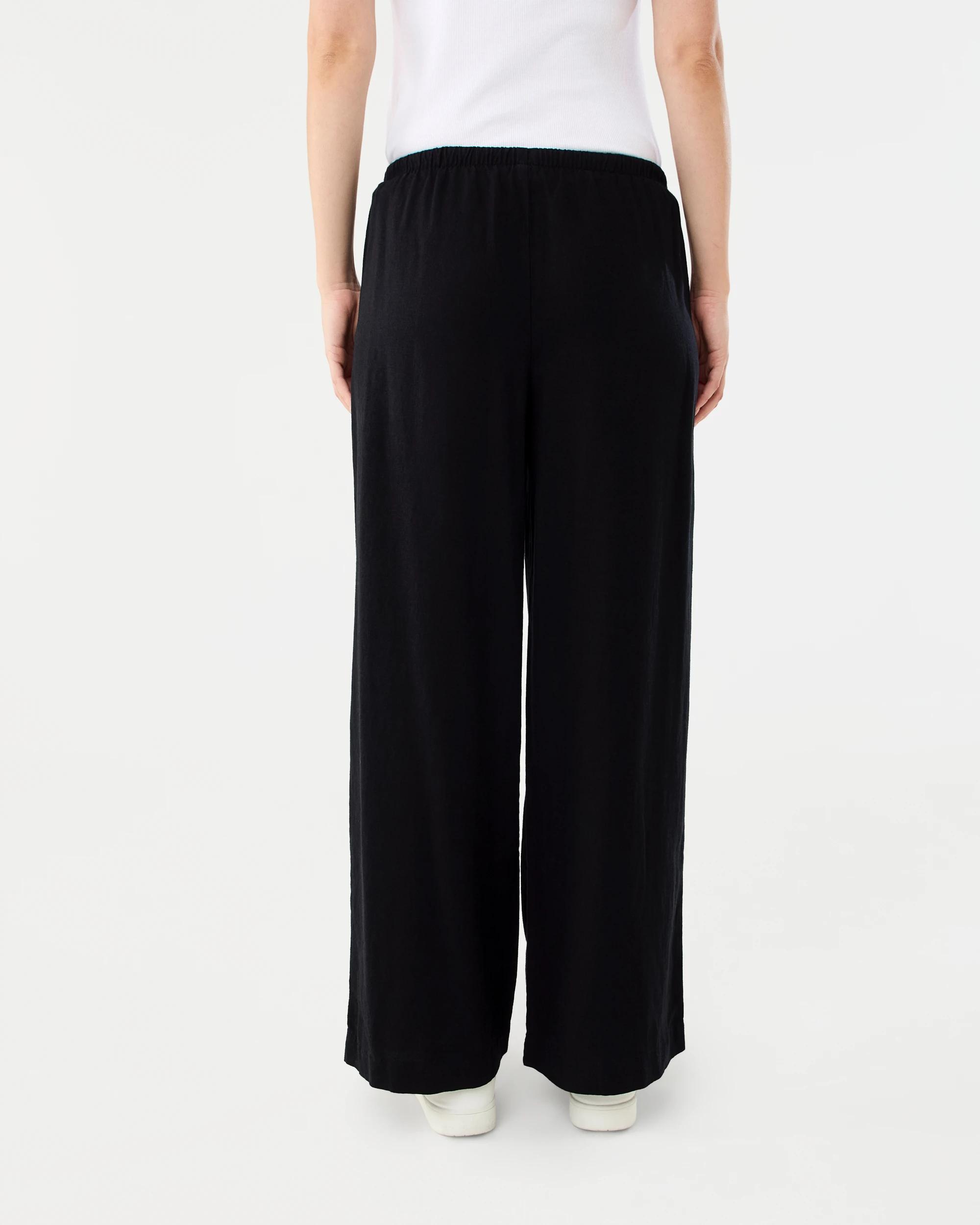 3 Linen Blend Wide Leg Pants Black, 3 of 5