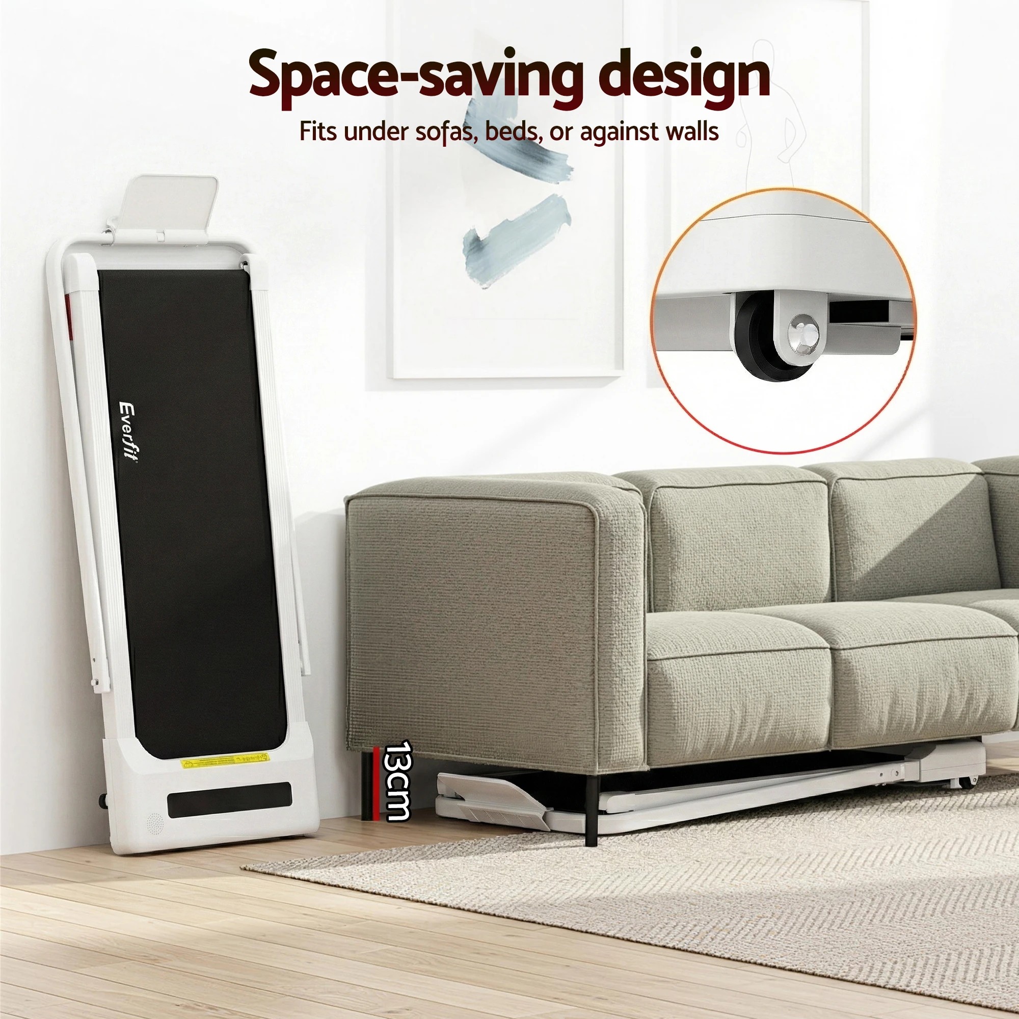 9 Everfit Treadmill Electric Walking Pad Under Desk Home Gym Fitness 380mm - White, 9 of 9