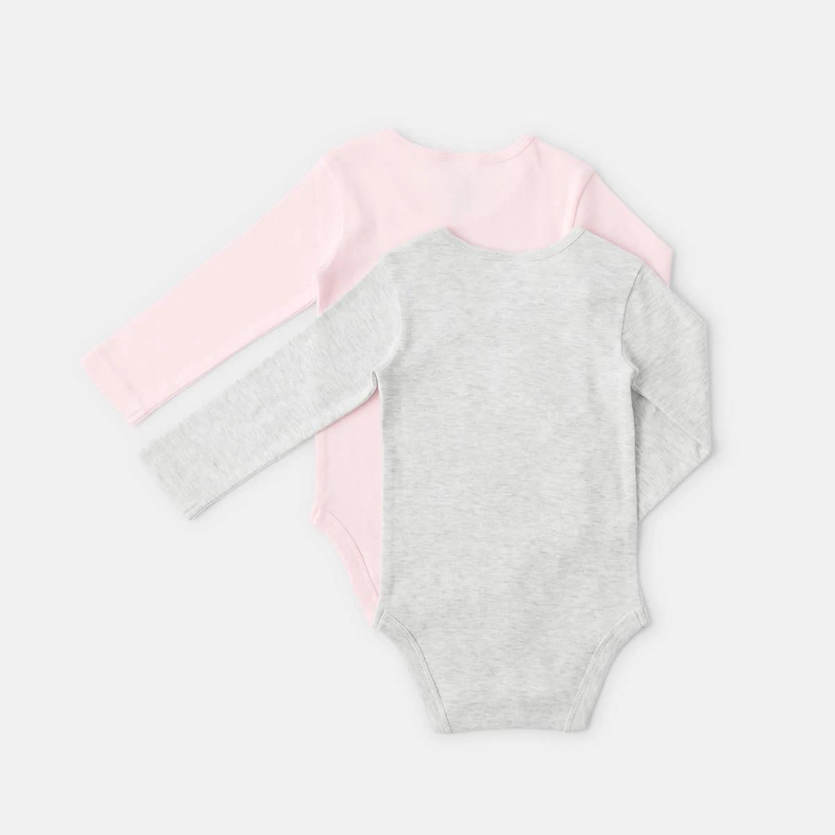 2 2 Pack Long Sleeve Bodysuits PINK AND WHITE MARLE, 2 of 6