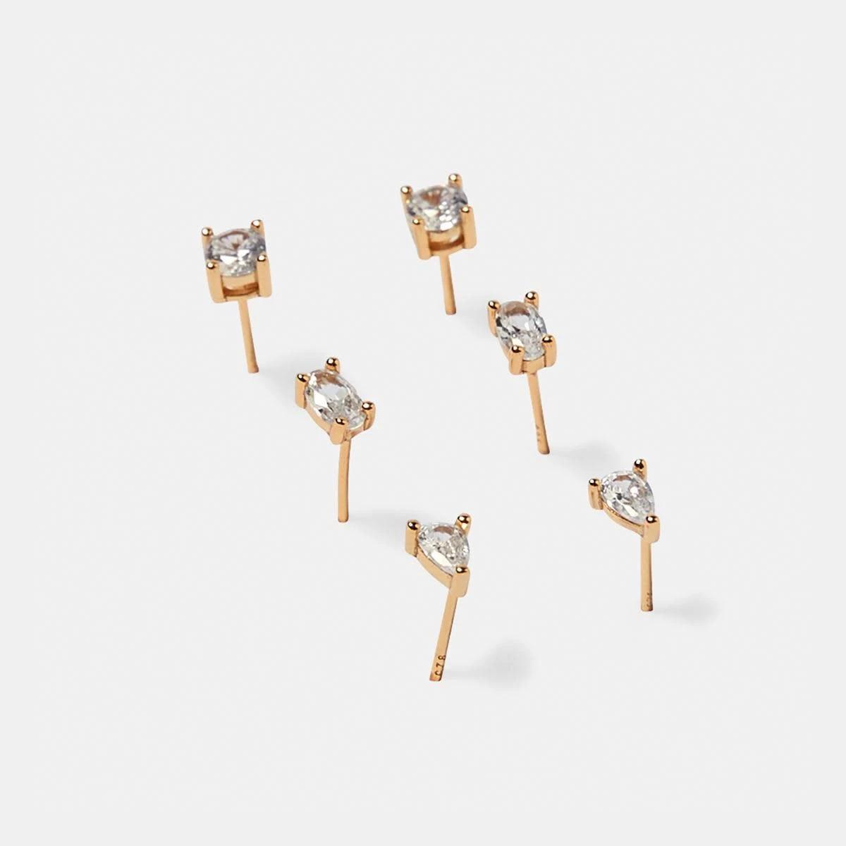 2 3 Pack Gold Plated Stacking Earrings Gold, 2 of 5