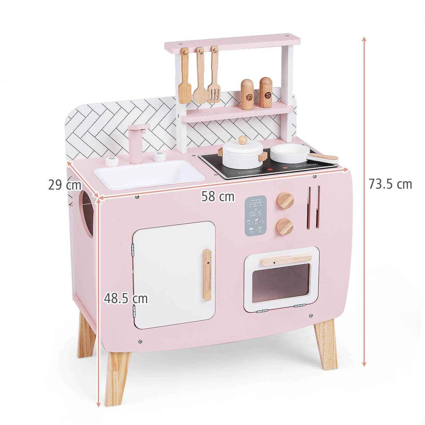 1 Costway Play Kitchen Wooden Kitchen Playset Chef Pretend Play Set, 1 of 2