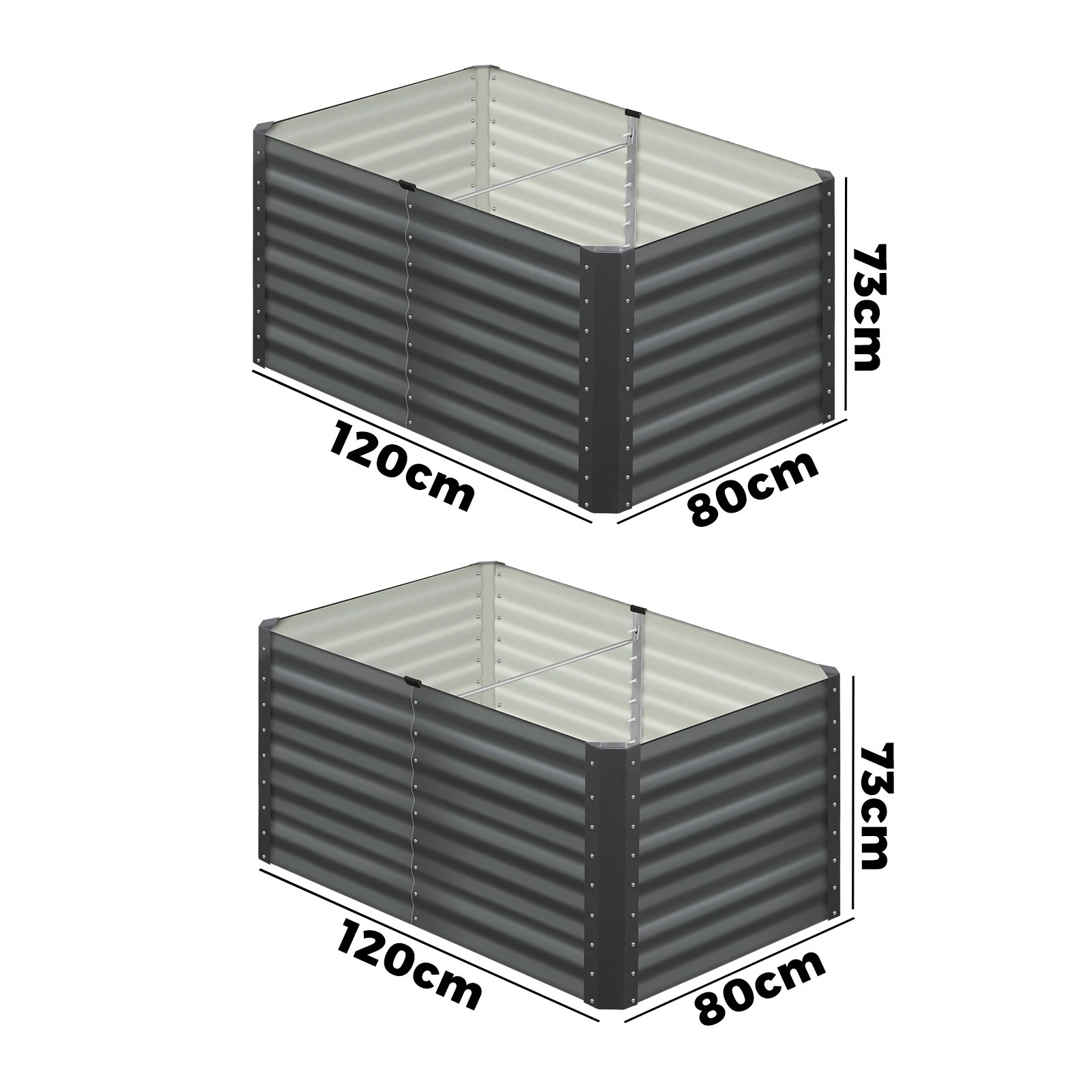 2 Livsip Garden Bed Kits Raised Vegetable Planter Galvanised Steel 240x80x73CM - Grey, 2 of 8