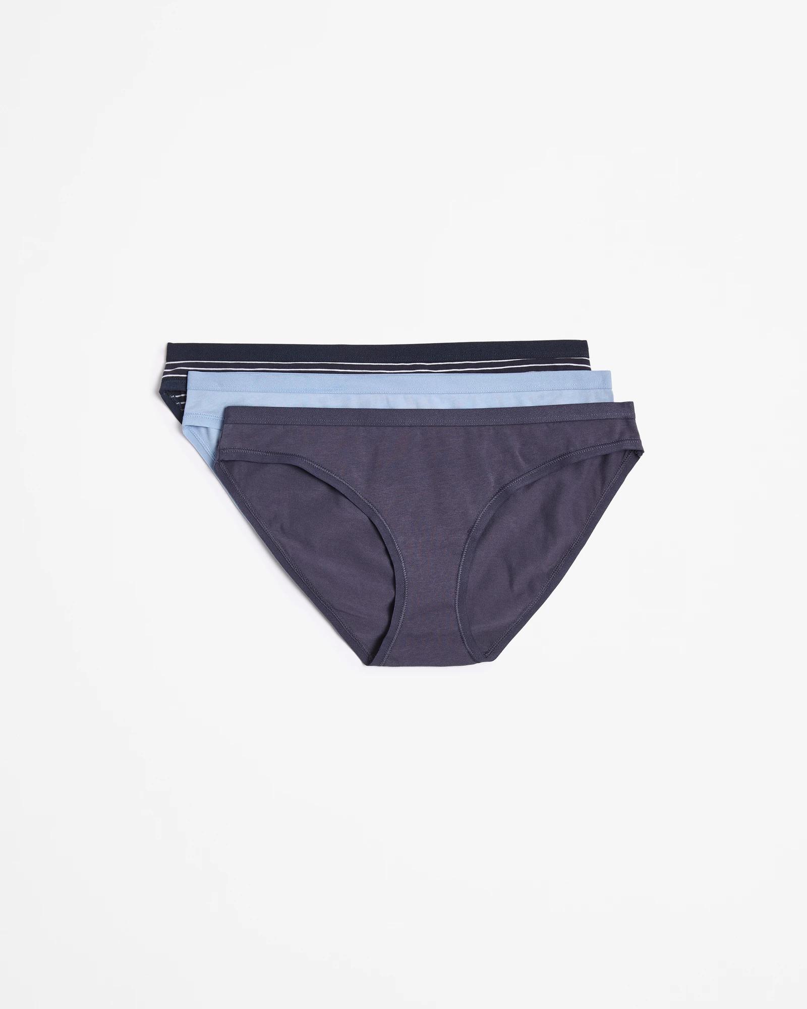 1 Lily Loves Australian Cotton 3 Pack Bikini Briefs WINTER BLUE/FOREVER BLUE/NAVY STRIPE, 1 of 4