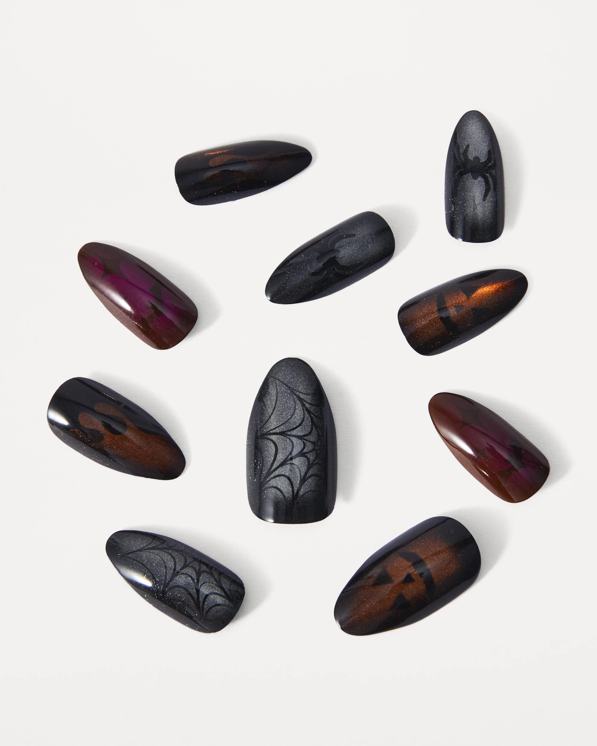 2 OXX Beauty Halloween 24 Pack Artificial Nails with Adhesive - Stiletto Shape, Cat's Eye and Spooky, 2 of 4