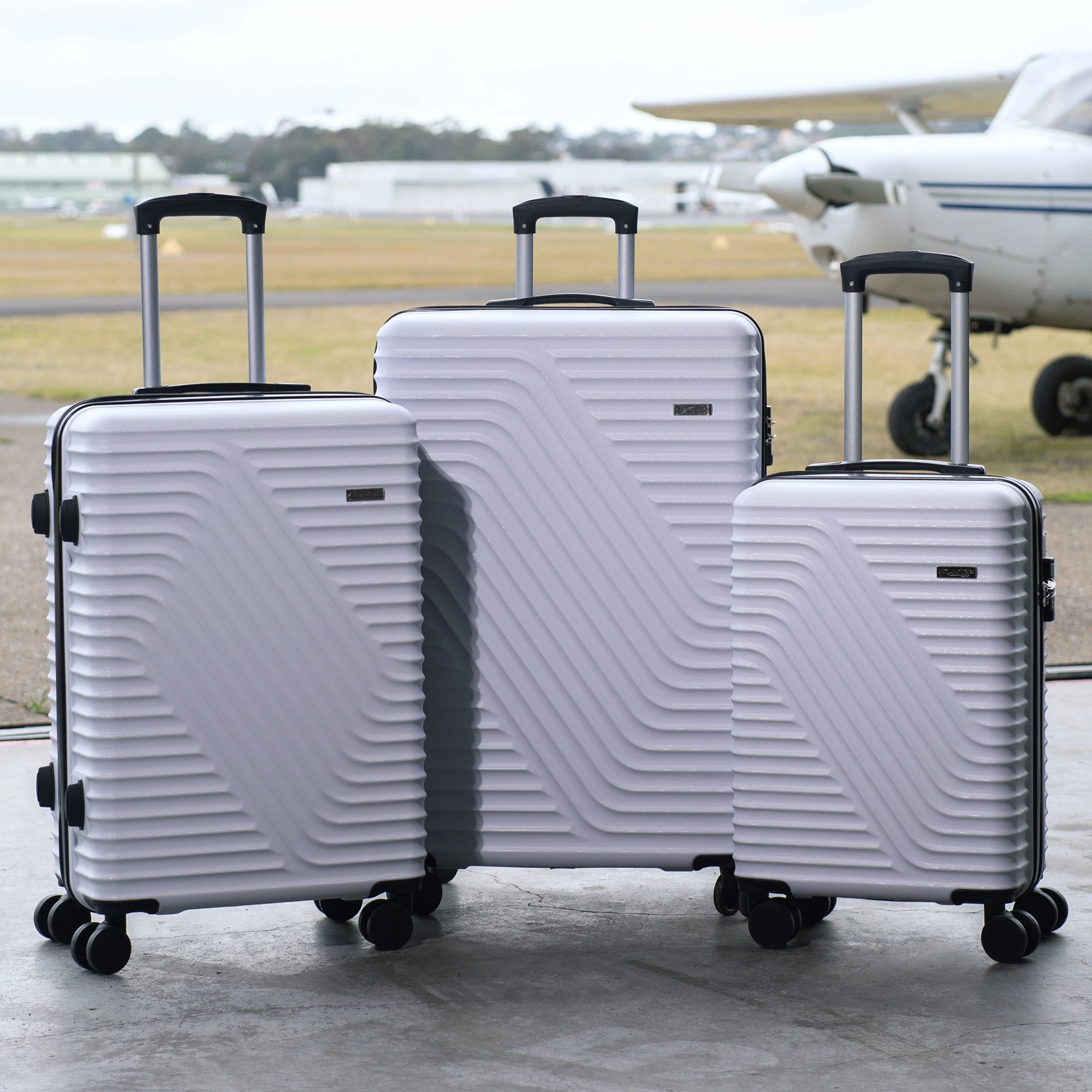 2 Milano Décor Atlantis Luggage 3 Piece Set TSA Lock Luxury Hard Case Travel Suitcase - White, 2 of 9