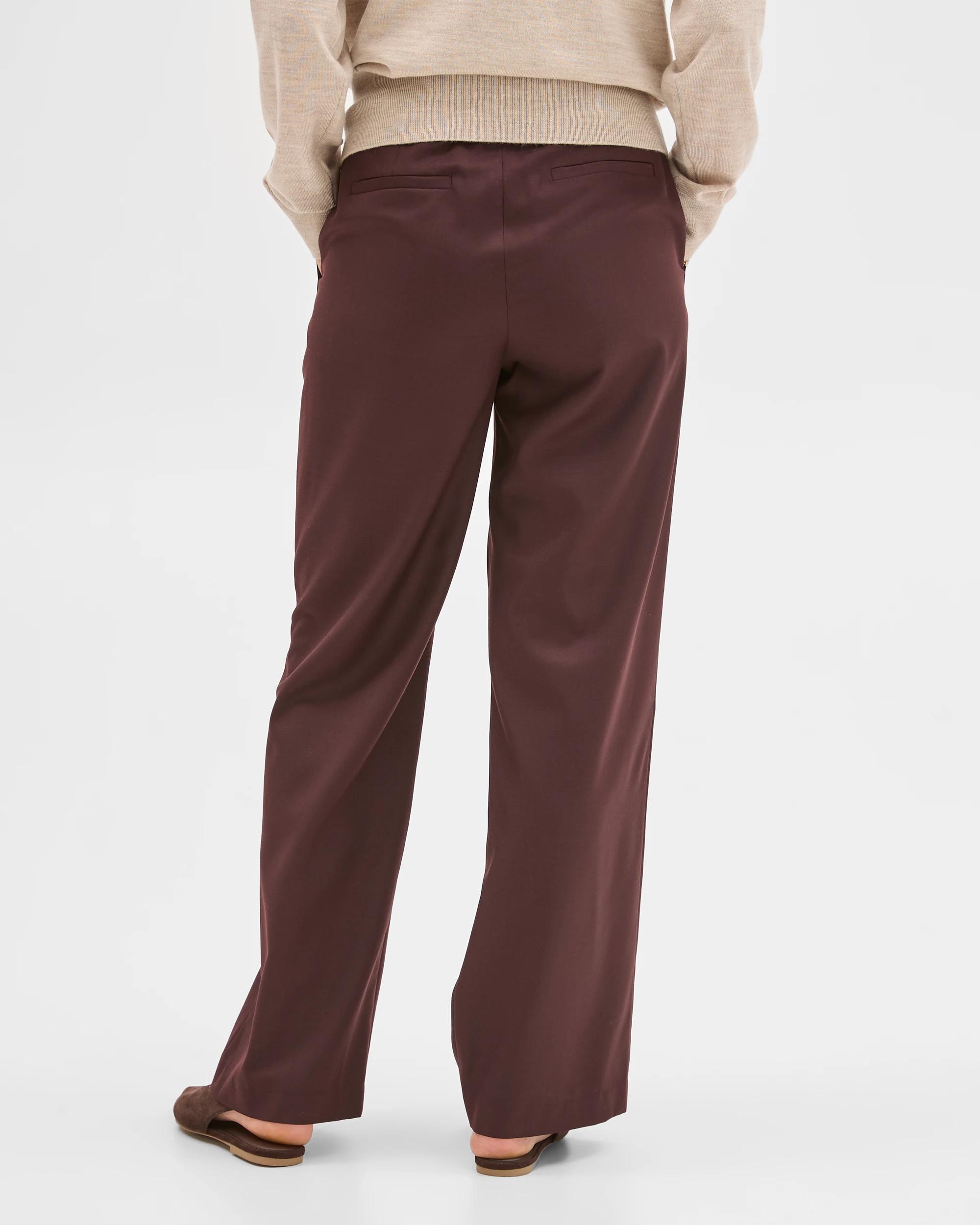 5 Preview Wool Blend Tailored Straight Leg Pants DARK CHOCOLATE, 5 of 6