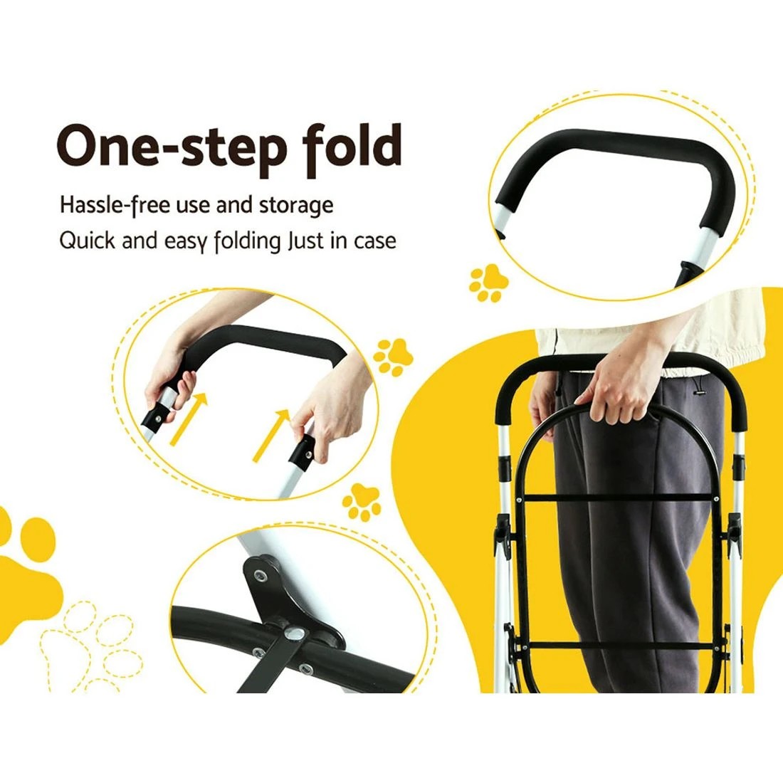 5 i.Pet Pet Stroller Dog Pram Large Cat Carrier Travel Pushchair Foldable 4 - Blue, 5 of 5