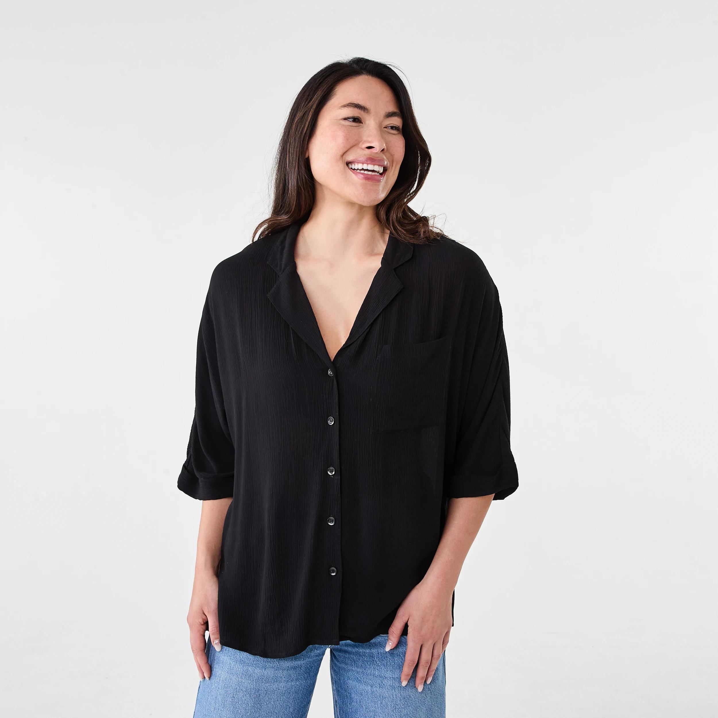 1 Short Dolman Sleeve Shirt Black, 1 of 7
