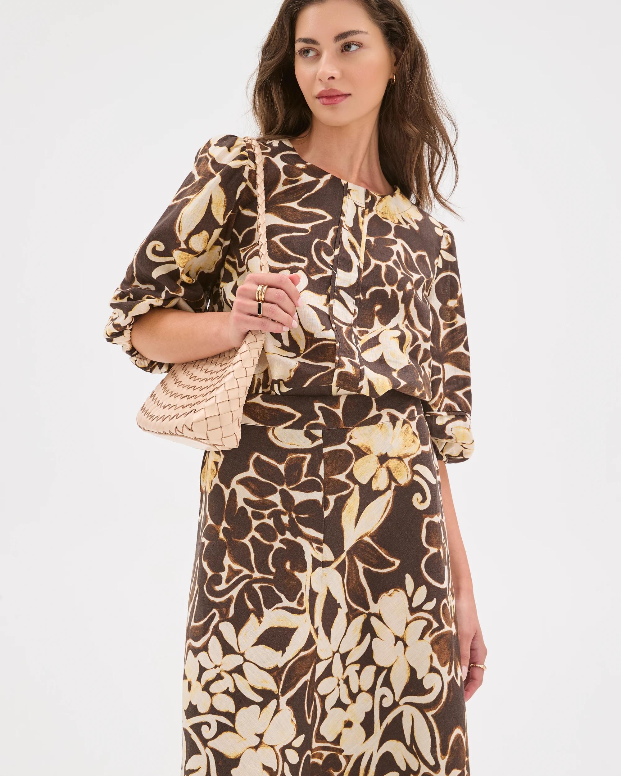 2 Target Petites Petites European Linen Seam Detail Midi Skirt FLORAL PRINT, 2 of 6