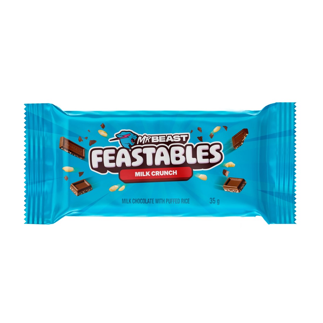 1 MrBeast Feastables Milk Crunch Milk Chocolate Bar 35g, 1 of 6