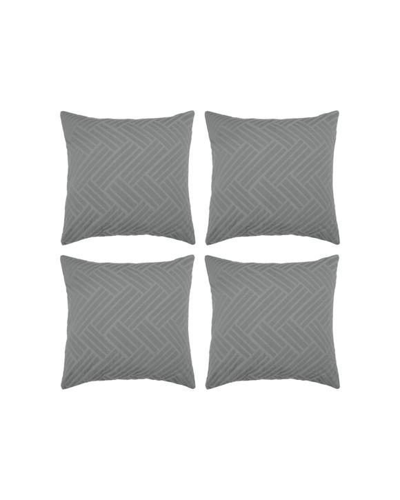 Bambury Panama Jacquard European Pillowcase Steel Home Bedding 4PK 65x65cm - Grey