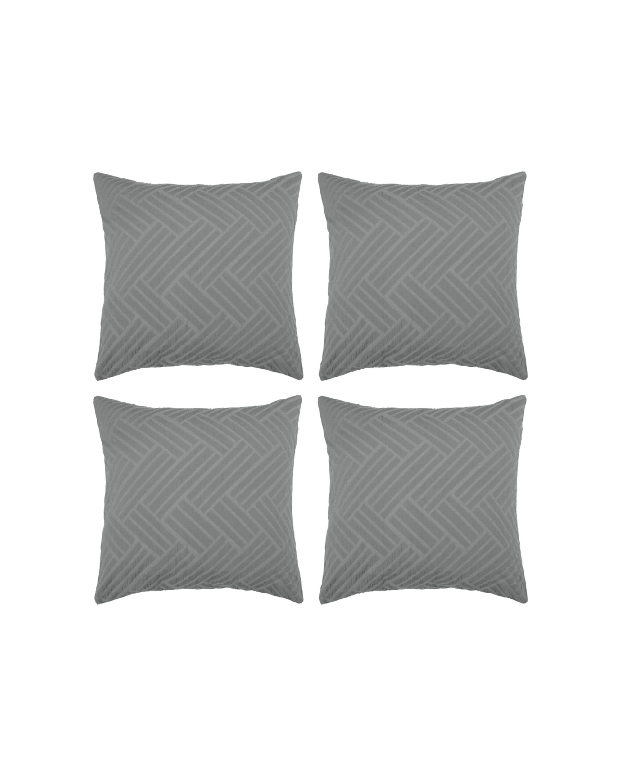 1 Bambury Panama Jacquard European Pillowcase Steel Home Bedding 4PK 65x65cm - Grey, 1 of 5